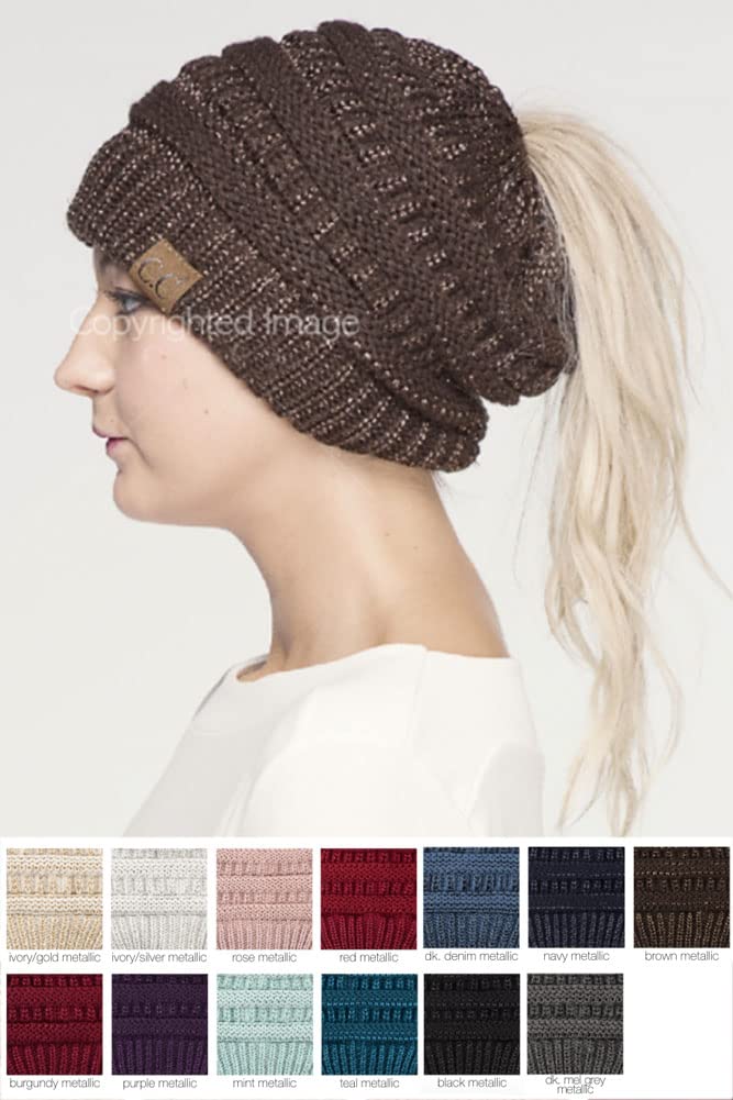 ScarvesMe Women's Ribbed Beanie Hat - Ponytail & Messy Bun Winter Knit Cap for Cold Weather | Cozy Accessory for Outdoor Activities, Running, Hiking
