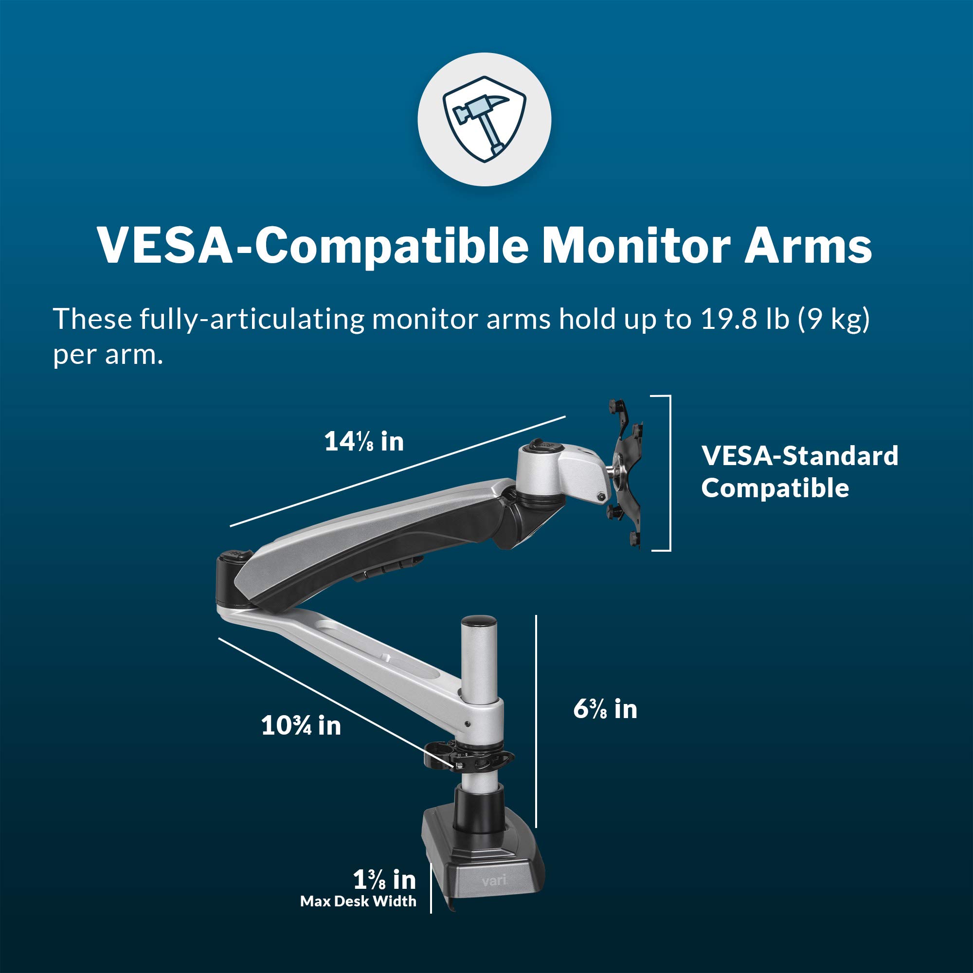 Dual Monitor Arm Stand - Adjustable VESA Mount for 2 Screens up to 27