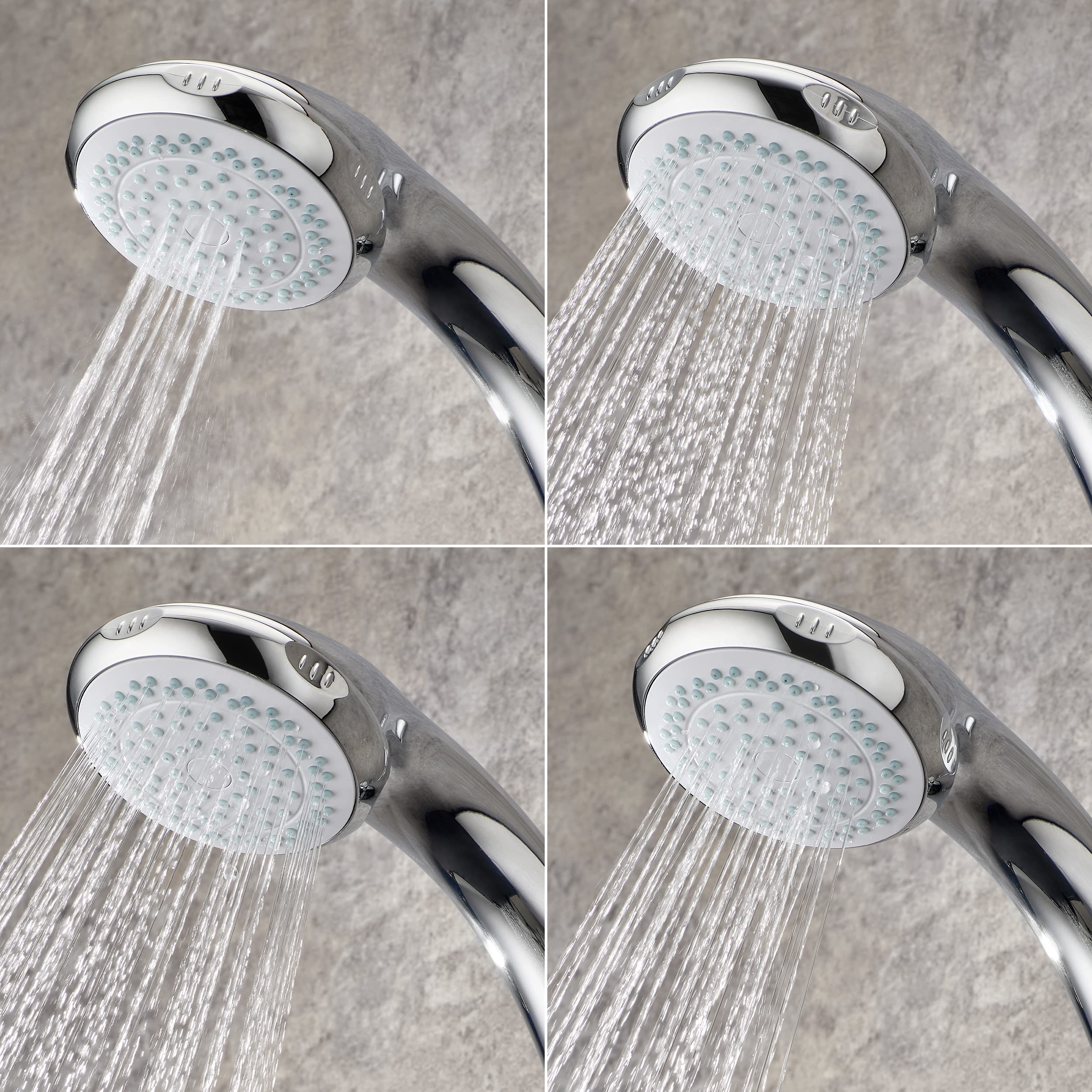 Premium Chrome Shower Fittings Kit - 4 Spray Showerhead with 1.25M Hose (Model 2.1605.154) for Bathroom & Spa Relaxation - High Pressure Water Saving Design