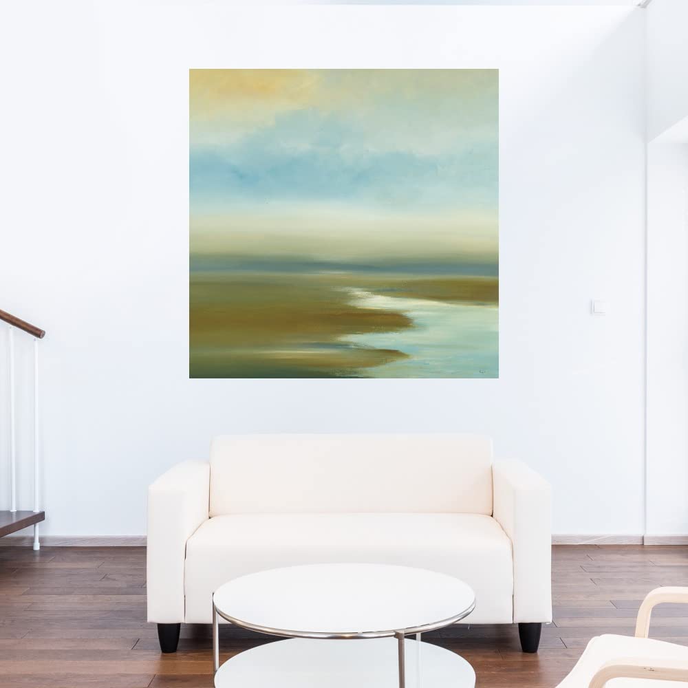 Hand-Painted Water Canvas Wall Art by Lisa Ridgers - 22x22 Inch Ready-to-Hang Fine Art Decor for Living Room, Bedroom, Office & More - Perfect for Home, Office & Commercial Spaces