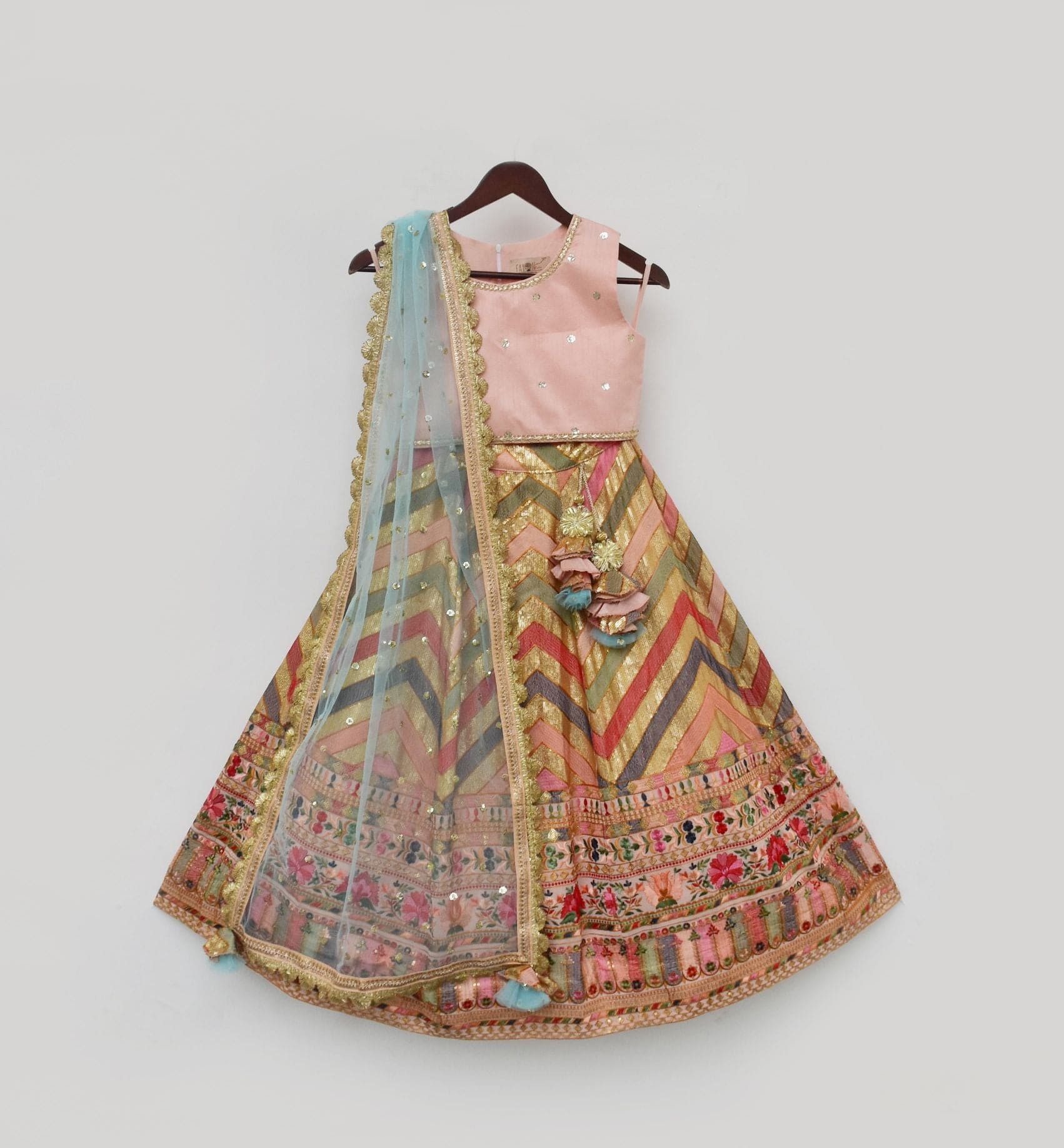 Pre Order: Peach Choli and Embroidery Lehenga Dupatta Set - Traditional Indian Bridal Wear for Weddings & Festivals