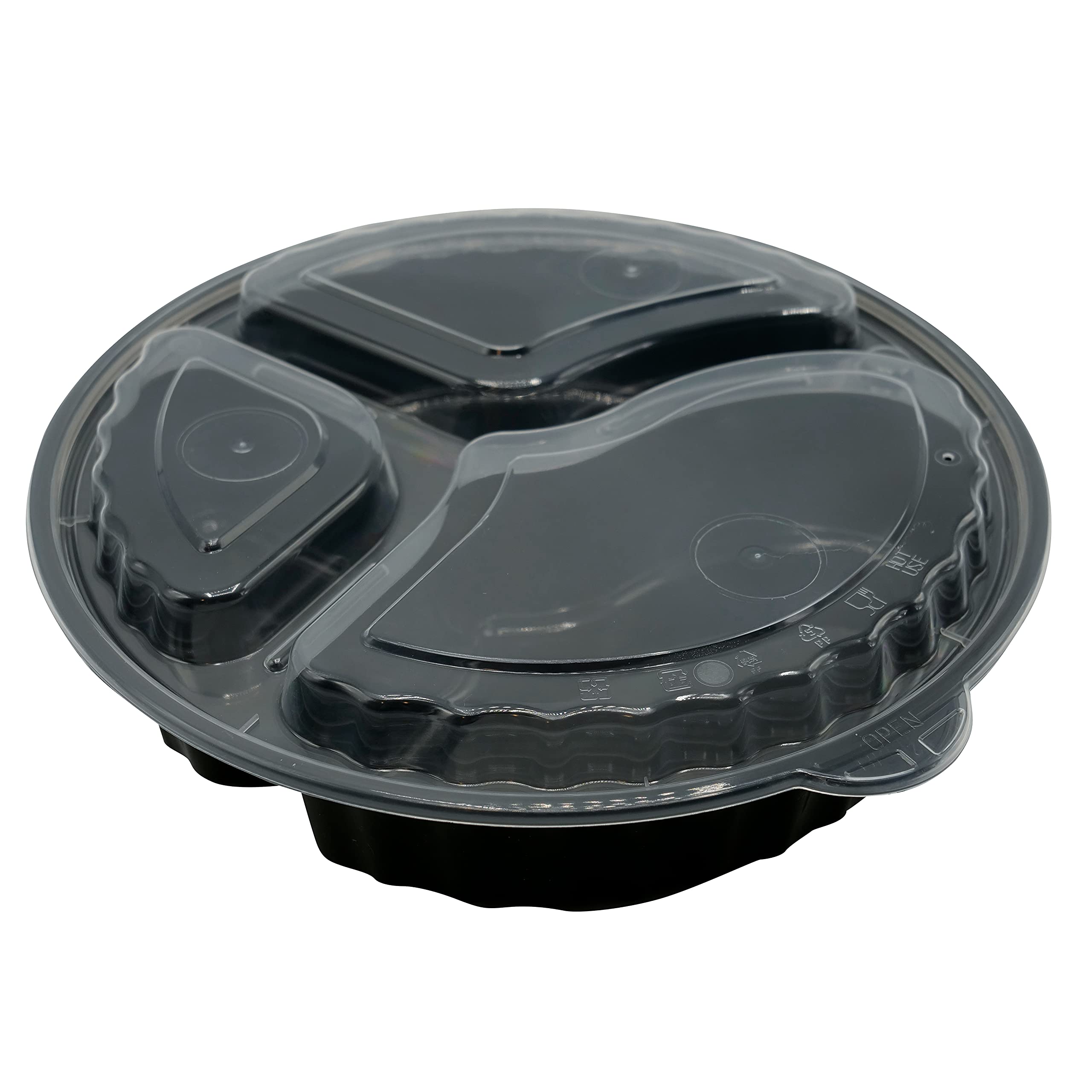 **50-Pack 33oz BPA-Free Round Meal Prep Containers with Lids - 3 Compartment Reusable Bento Box, Microwave/Dishwasher/Freezer Safe, Stackable Food Storage Containers for Lunch, Office, Picnics & Meal Prepping**