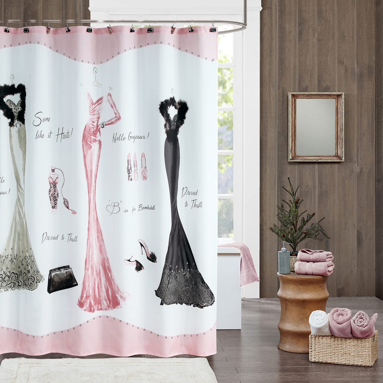 Elegant Pink Shower Curtain - Waterproof Polyester Fabric Bathroom Curtain with Stylish Print, 72x78 Inches - Perfect for Modern Bathrooms, Guest Baths & Spa-Like Showers