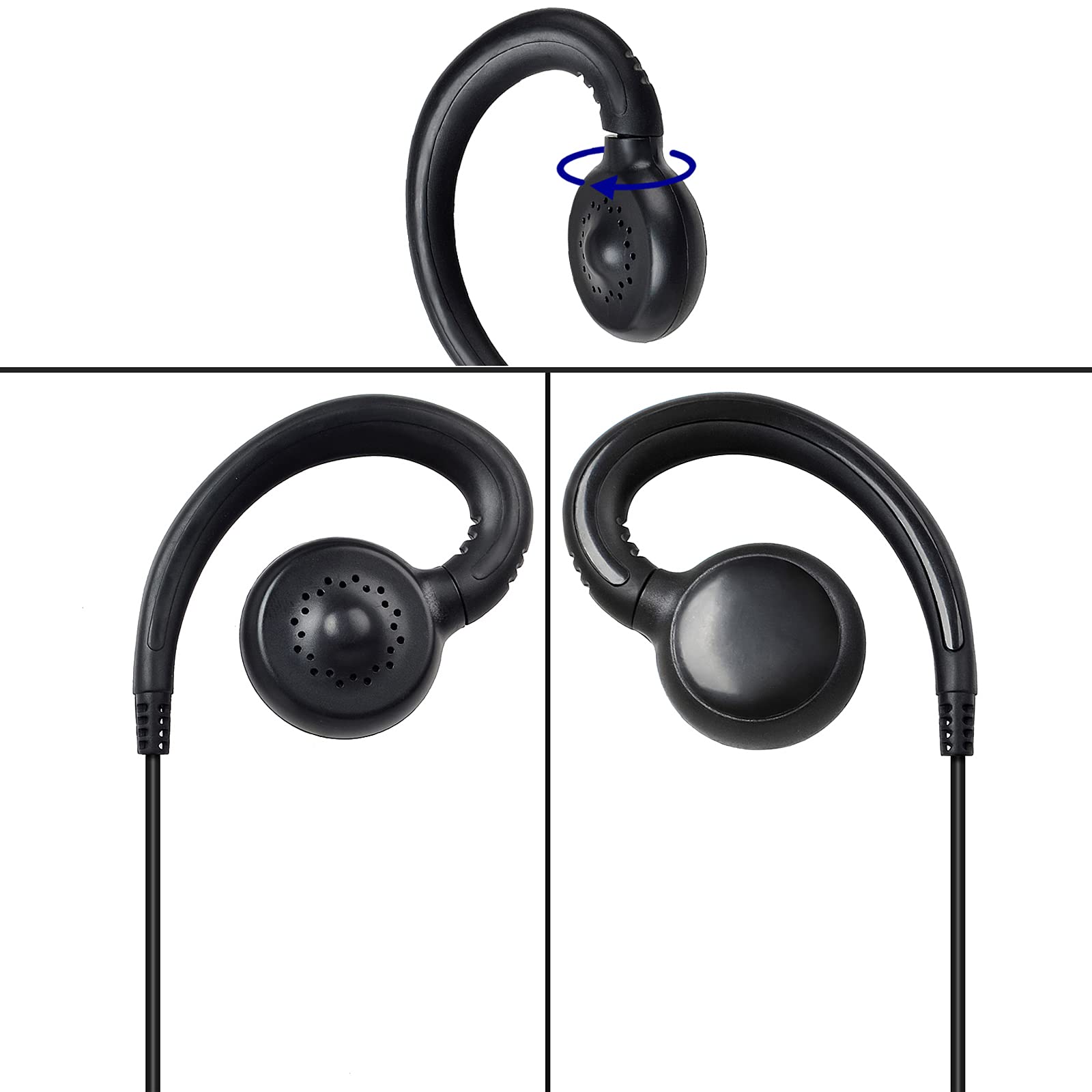 4 Pack HYS Motorola DP1400 CP040 GP88 GP300 Walkie Talkie Security Earpiece with Mic - C-Shape Headset for Construction, Security & Event Staff Communication
