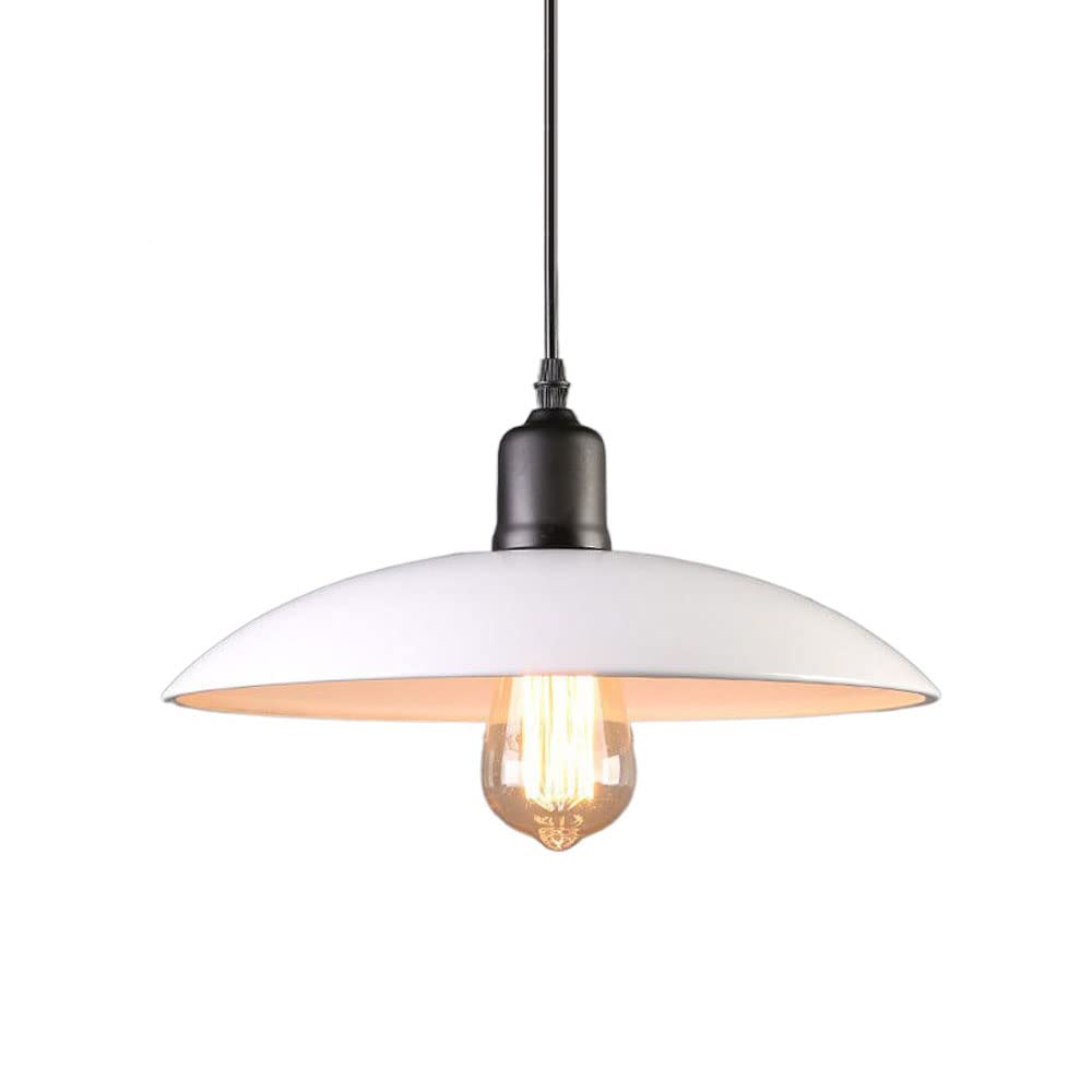 Vintage Industrial LED Chandelier - Single Head Hanging Pendant Light with Wrought Iron Pot Lid Design - Rustic Ceiling Lighting Fixture for Restaurants, Cafes, and Home Decor (Perfect for Dining Room, Kitchen Island & Commercial Spaces)