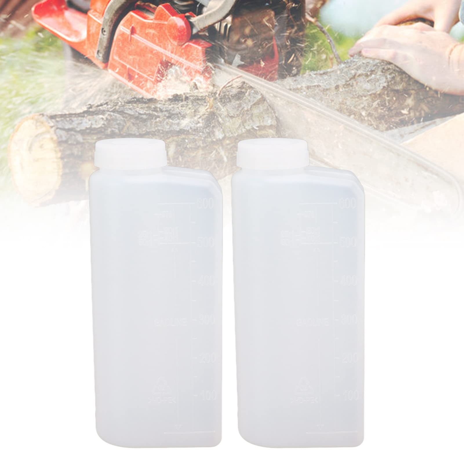 Hztyyier 2PCS 600ML 2-Stroke Engine Oil - Premium Fuel Mix Bottle for Chainsaw, Lawn Mower & Garden Tools | Ideal for Outdoor Power Equipment Maintenance & Small Engine Care