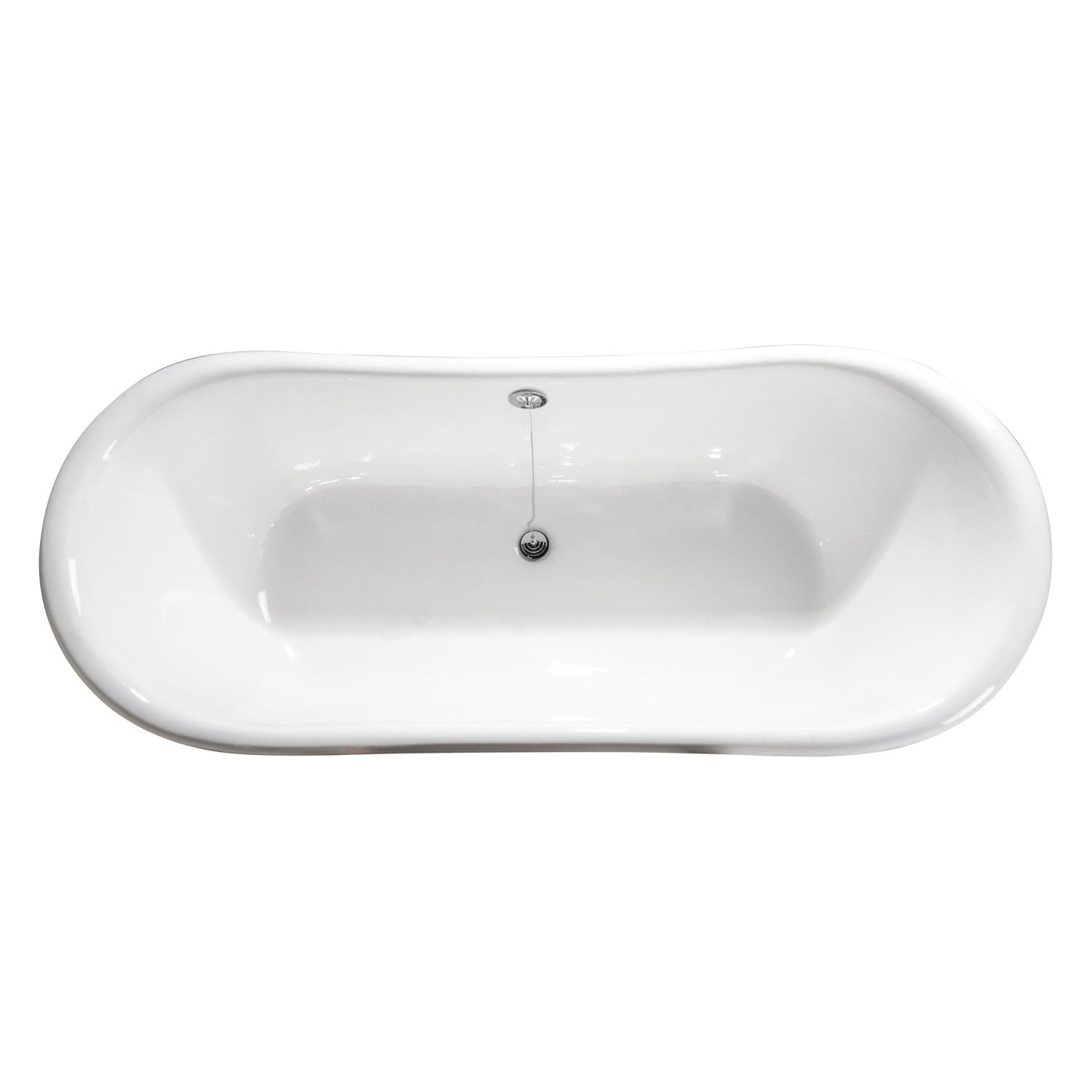 Aqua Eden 72 Inch White Cast Iron Oval Double Slipper Clawfoot Bathtub - No Faucet Drillings, Polished Chrome Finish | Vintage Luxury Soaking Tub for Master Bathroom & Spa Retreat