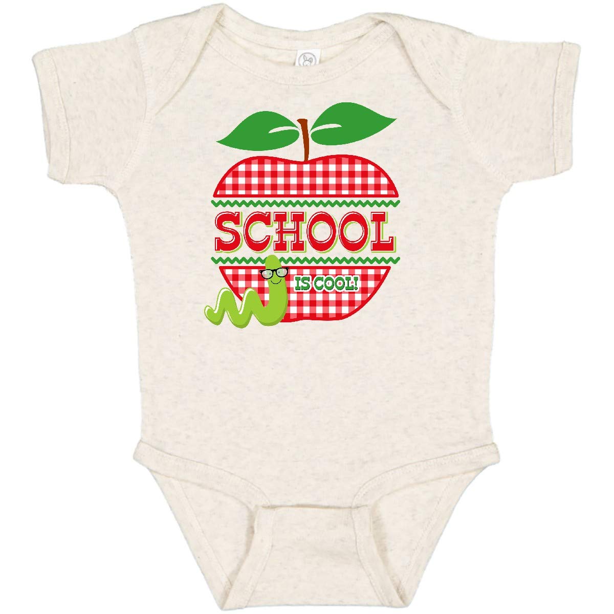 Inktastic Apple School is Cool Baby Bodysuit - Cute Infant Onesie for Back to School & First Day Outfits - Soft Cotton Toddler Romper for Boys & Girls