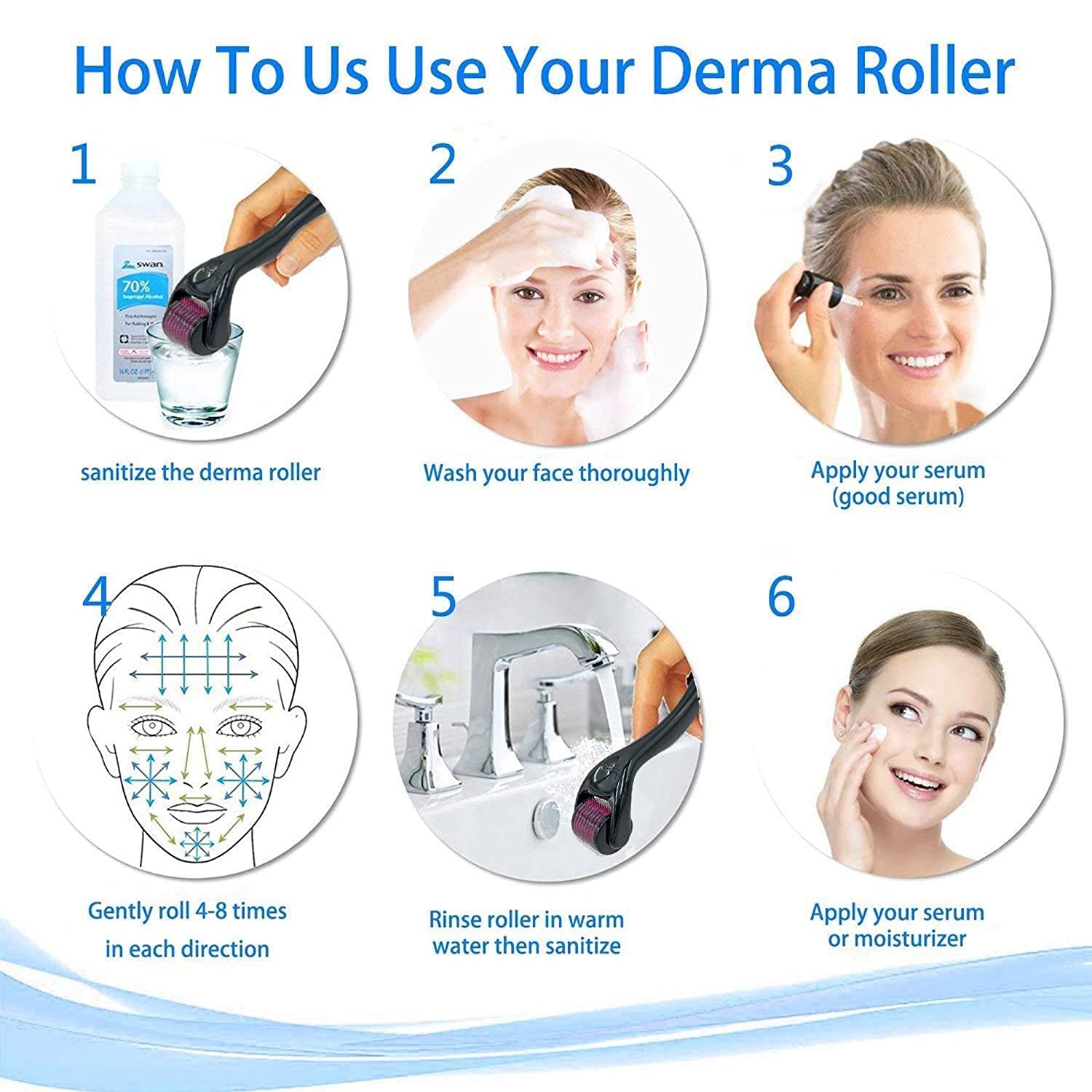 540 Titanium Alloy Micro Needle Roller 0.5mm for Hair Growth - Reduce Hair Loss & Stimulate Follicles - Safe Effective Derma Roller for Beard & Scalp Care - At-Home Hair Regrowth Treatment