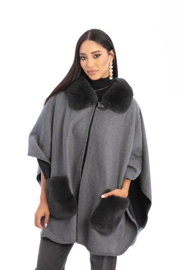 Soft Faux Fur Pocket Kimono Robe - Cozy Women's Loungewear for Home Relaxation & Spa Days