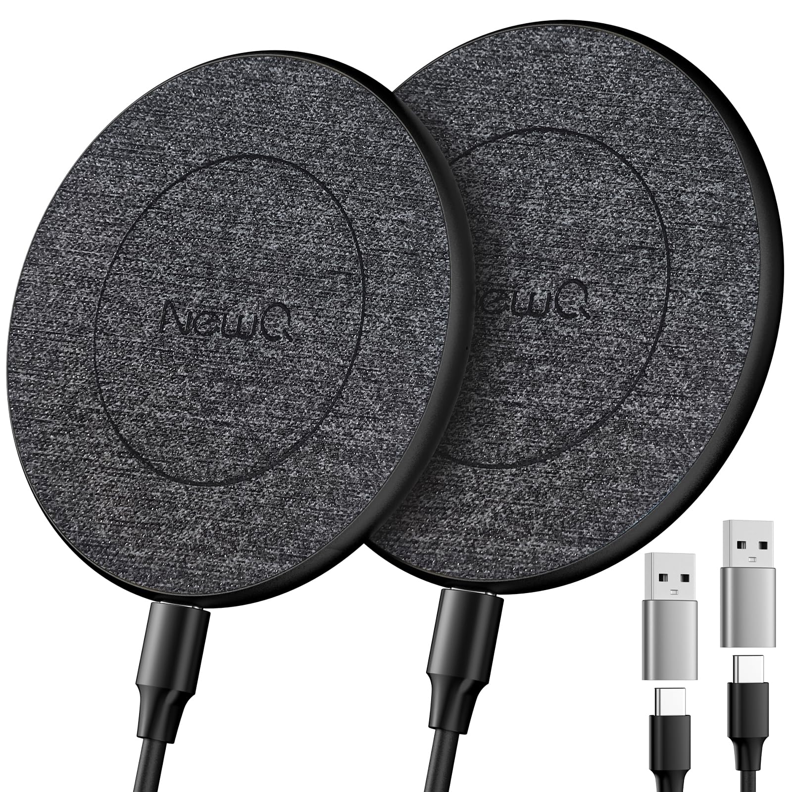 NewQ 15W Max Fast Wireless Charger Pad - Compatible with iPhone 15/14/13/12/11/X/8/Mini/SE/Pro/Max/Plus, Samsung Galaxy S23/S22/S21/S20/S10/S9/S8/S7/Note20/10/9/8 & AirPods/Pro/Galaxy Buds (2-Pack) - Perfect for Home, Office & Nightstand Charging