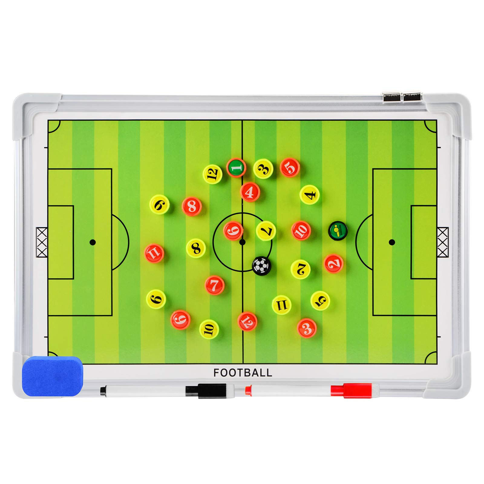 LEAP Magnetic Dry Erase Clipboard with Hanger - Whiteboard Coach Board for Soccer, Hockey, Basketball & Baseball - Includes Marker, Magnets & Eraser - Perfect for Coaching, Practice Drills & Game Strategies