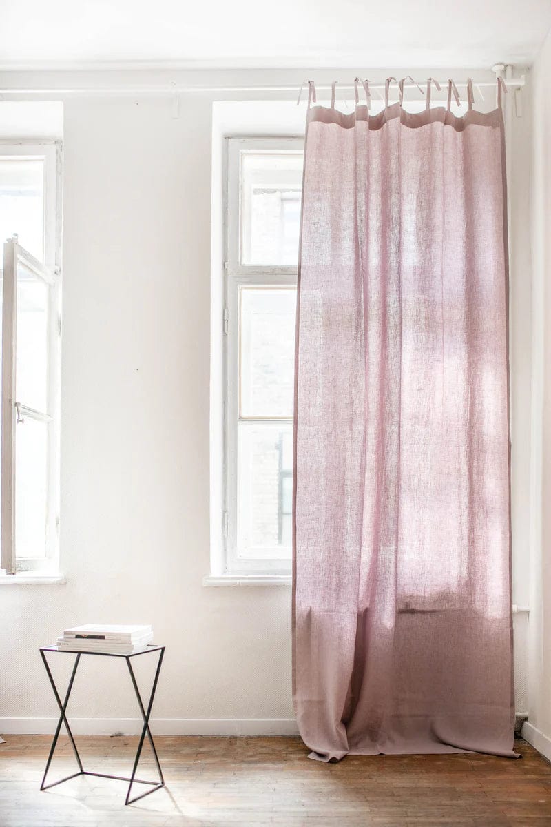 Elegant White Linen Tie Top Window Curtains - Light Filtering Sheer Drapes for Living Room & Bedroom - Home Decor & Housewarming Gift