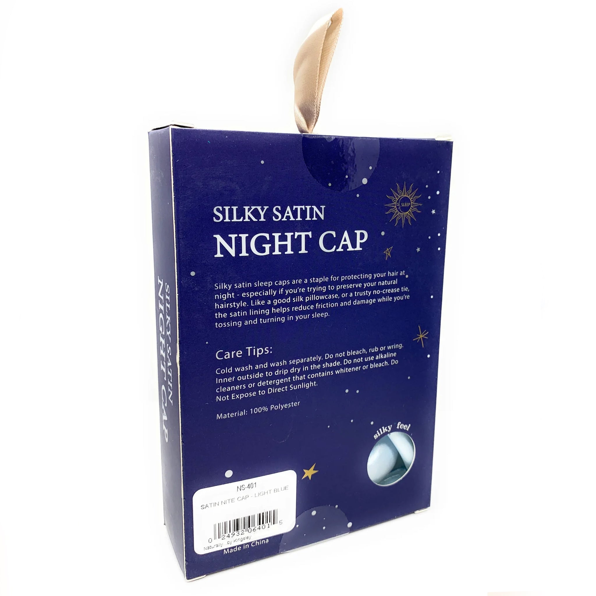 Kingsley Silky Satin Night Cap - Soft Sleep Hat & Bonnet for Women (Light Blue) - Perfect for Hair Protection & Comfortable Sleeping