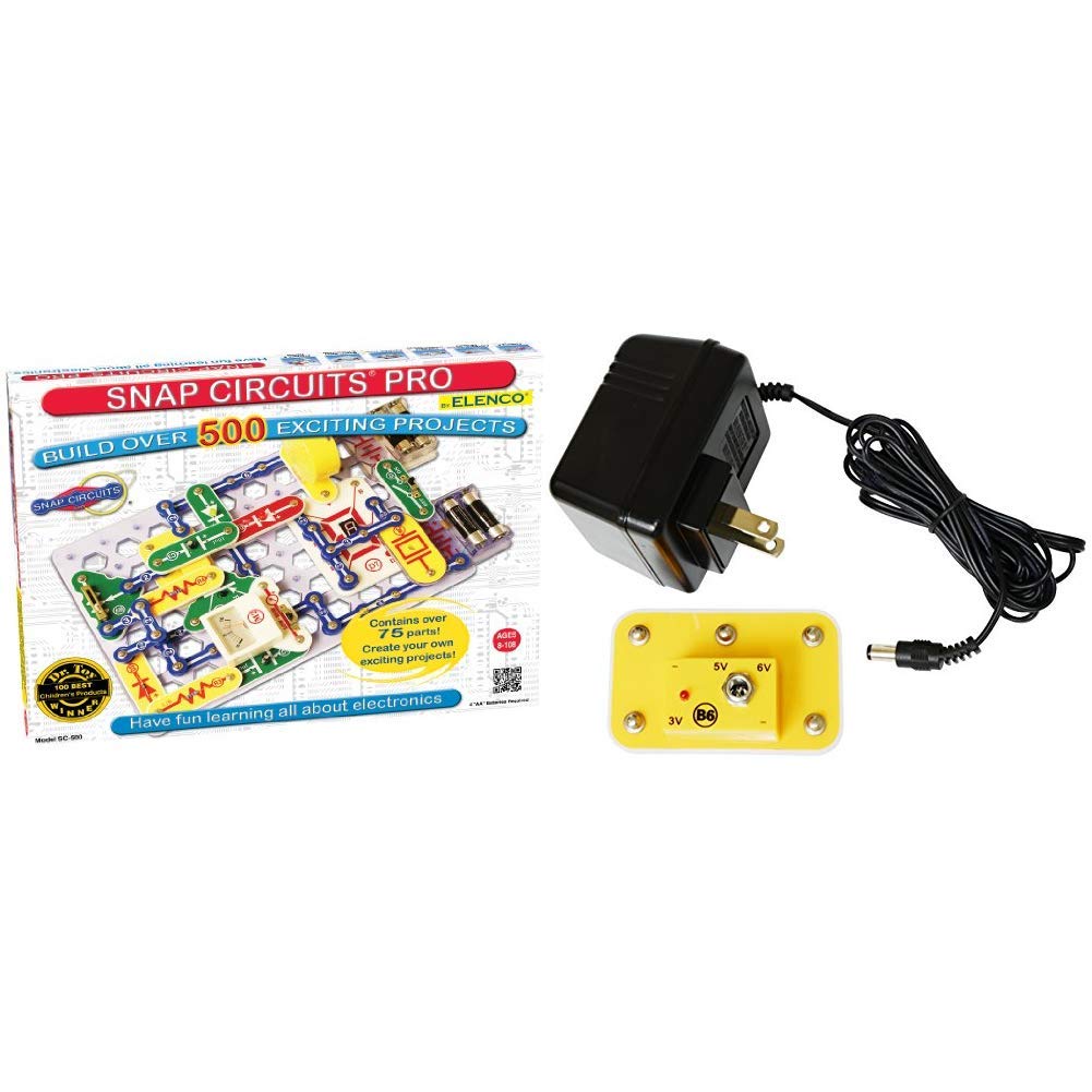 Snap Circuits SC-500 Electronics Exploration Kit with Battery Eliminator (AC-SNAP) - STEM Educational Toy for Kids Ages 8+ | Learn Circuits, Build Projects - Perfect for Home, Classroom & Science Fair Experiments