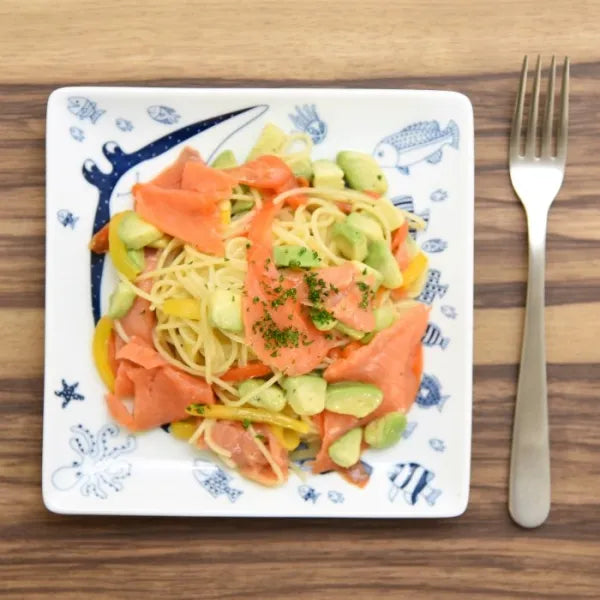 Premium Japanese Hasami Yaki Square Plates - Set of 4, Handcrafted Ceramic Dinnerware with Marine Life Design - Perfect for Sushi, Appetizers & Home Decor