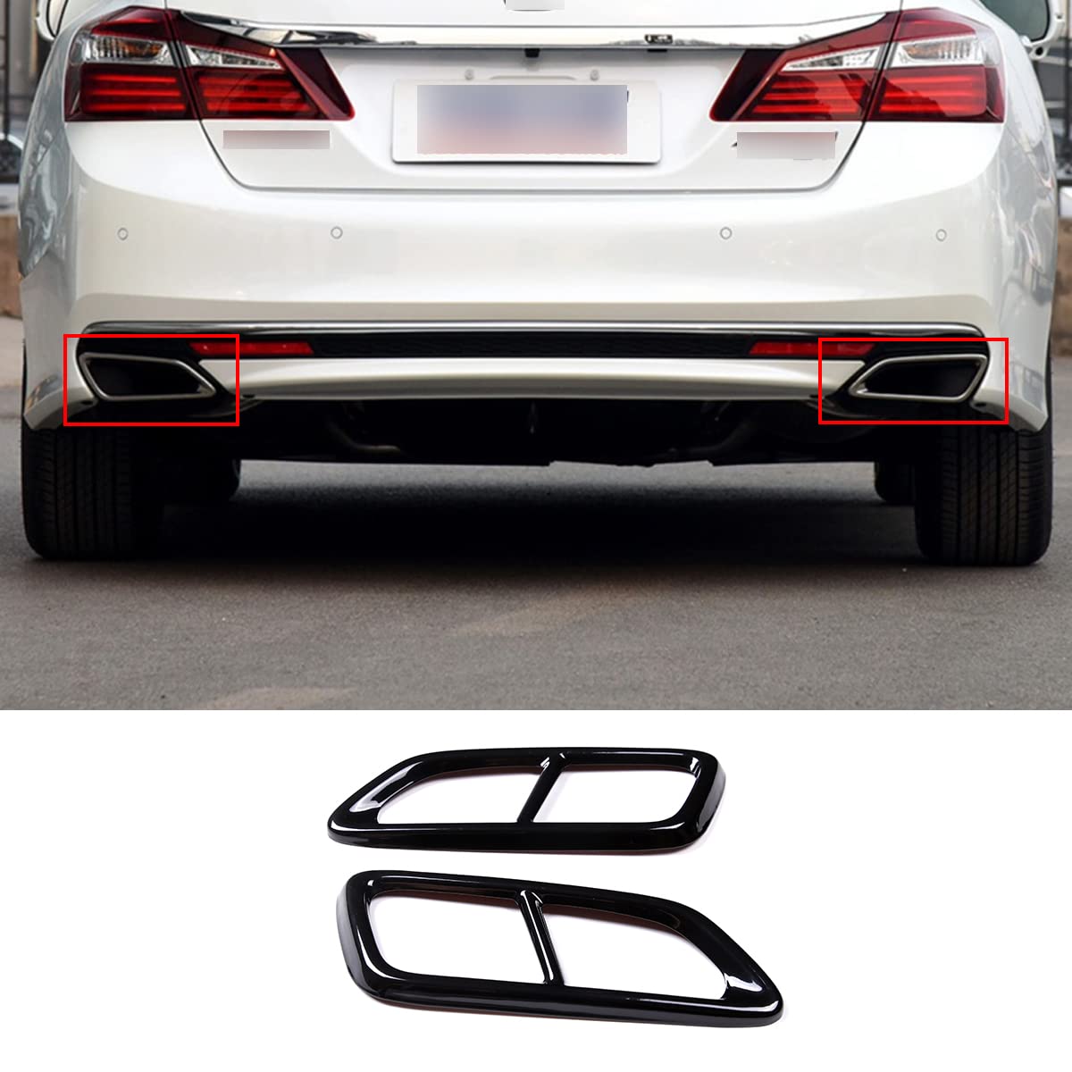 Stainless Steel Exhaust Tail Pipe Tips for Honda Accord 2014-2017 - 4 Outlet Chrome Black Muffler Tips - Upgrade Your Car's Style & Performance