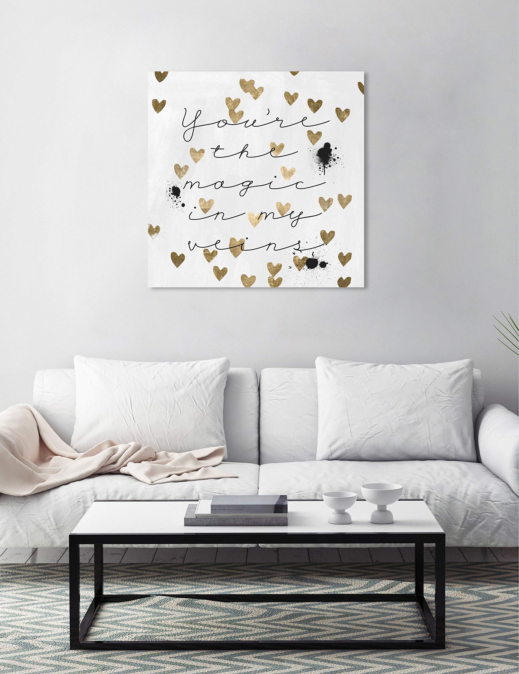 Oliver Gal Artist Co. 'Magic in Me' Gold & White Typography Wall Art Canvas Print - 30x30 Inch Inspirational Quote Home Decor for Living Room, Bedroom & Office