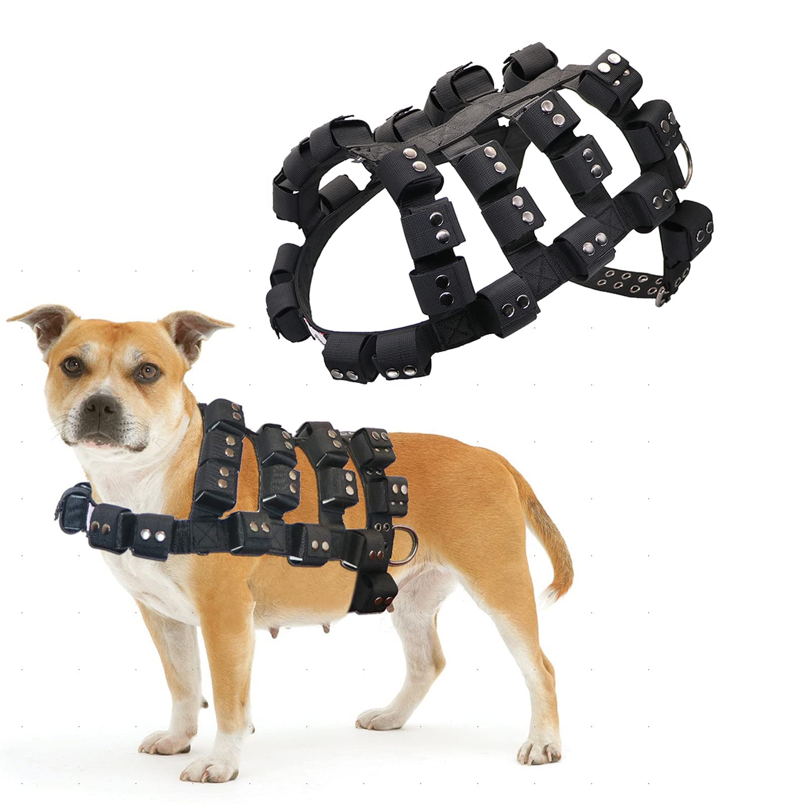 Adjustable Weighted Dog Vest Harness for Small, Medium & Large Dogs - No Pull Tactical Harness with Pockets for Pit Bulls | Weight Loss, Exercise & Muscle Training | Perfect for Walking, Hiking & Outdoor Adventures