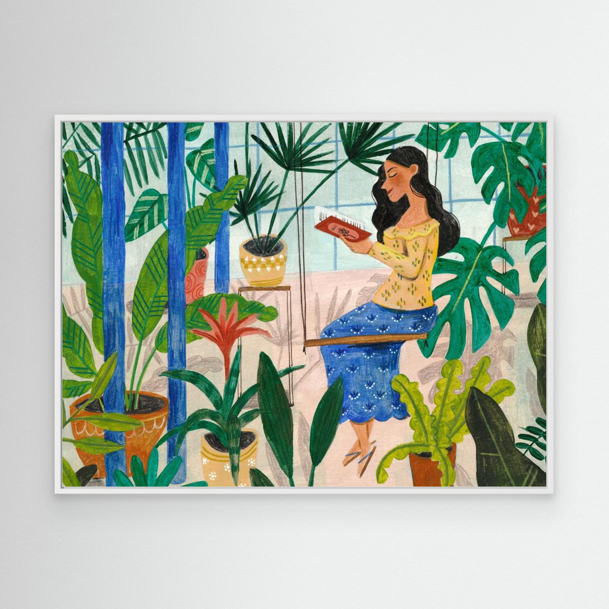 Caroline Bonne Müller Tropical Greenhouse Reading Canvas Print - Wall Art Decor for Living Room, Bedroom & Office