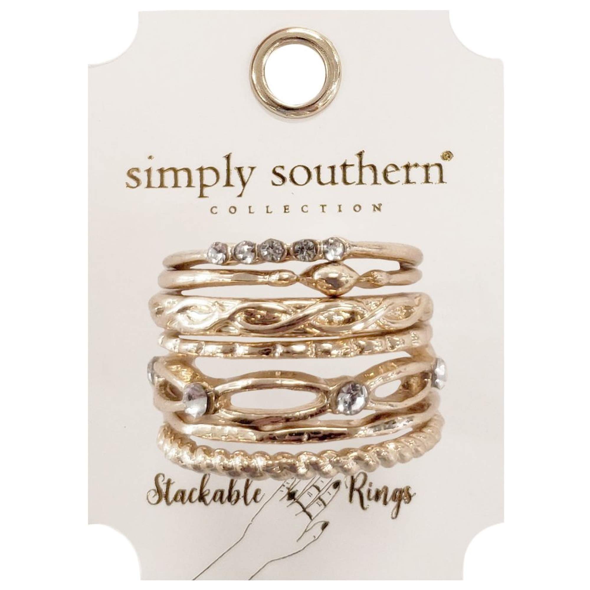 Simply Southern Gold Color Dainty Ring Set for Women - Elegant Stackable Rings for Everyday Wear, Gift Giving & Special Occasions
