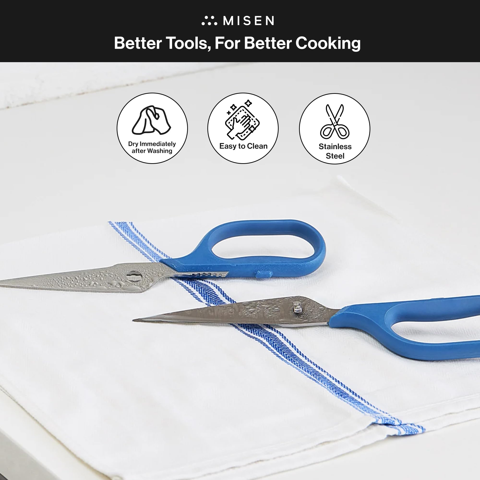Premium Misen Heavy Duty Kitchen Shears - Professional Stainless Steel Cooking Scissors for Cutting Meat, Poultry, Herbs & Vegetables - Ergonomic Ambidextrous Handle - Dishwasher Safe - Perfect for Meal Prep, Butchering & Food Processing