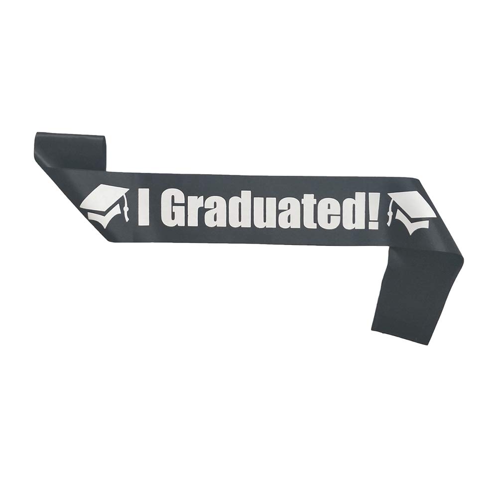 Unisex Black & White Satin Graduation Sash - Elegant Graduation Party Accessory for High School & College Ceremonies