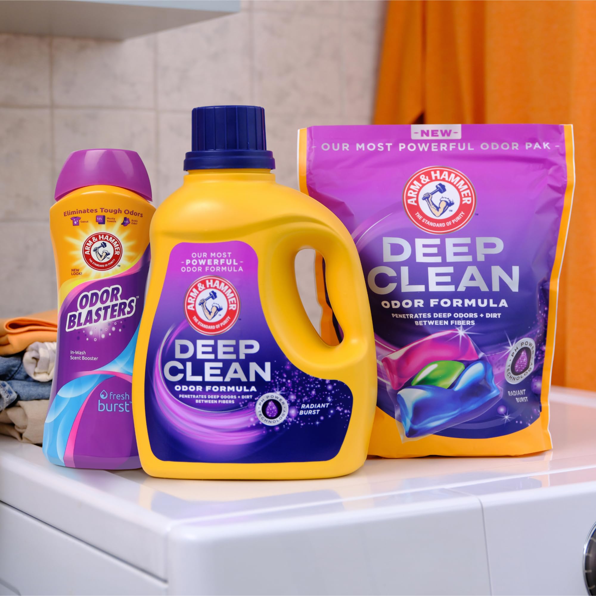 ARM & HAMMER Deep Clean Odor Eliminating Liquid Laundry Detergent, 102 fl oz (68 Loads) | Fresh Scent for Clothes, Towels & Bedding | Powerful Stain Removal for Family Laundry