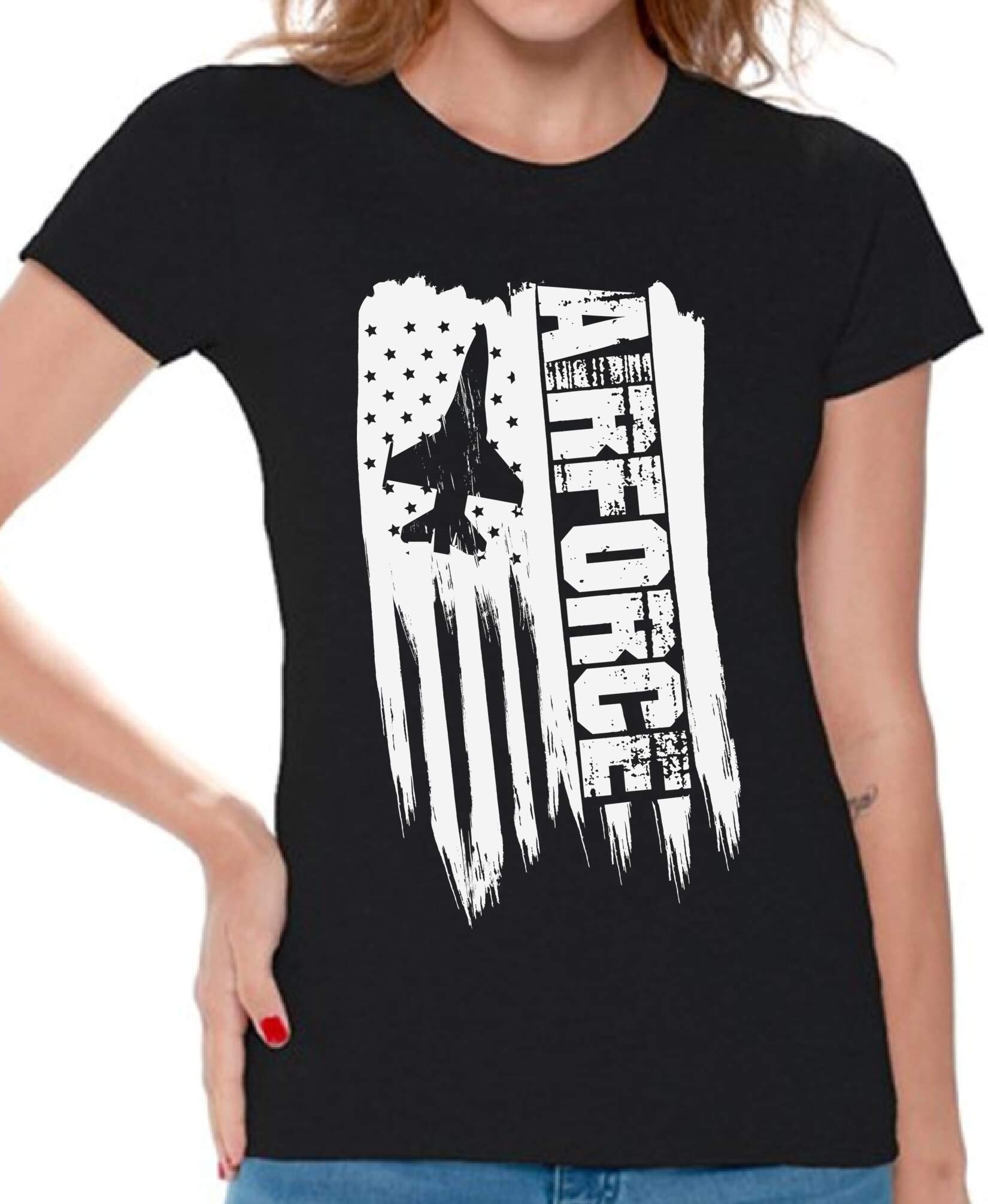 Awkward Styles American Flag Air Force Women's T-Shirt - Patriotic 51 States USA Military Tee for Women | Perfect for 4th of July, Veterans Day & Military Apparel