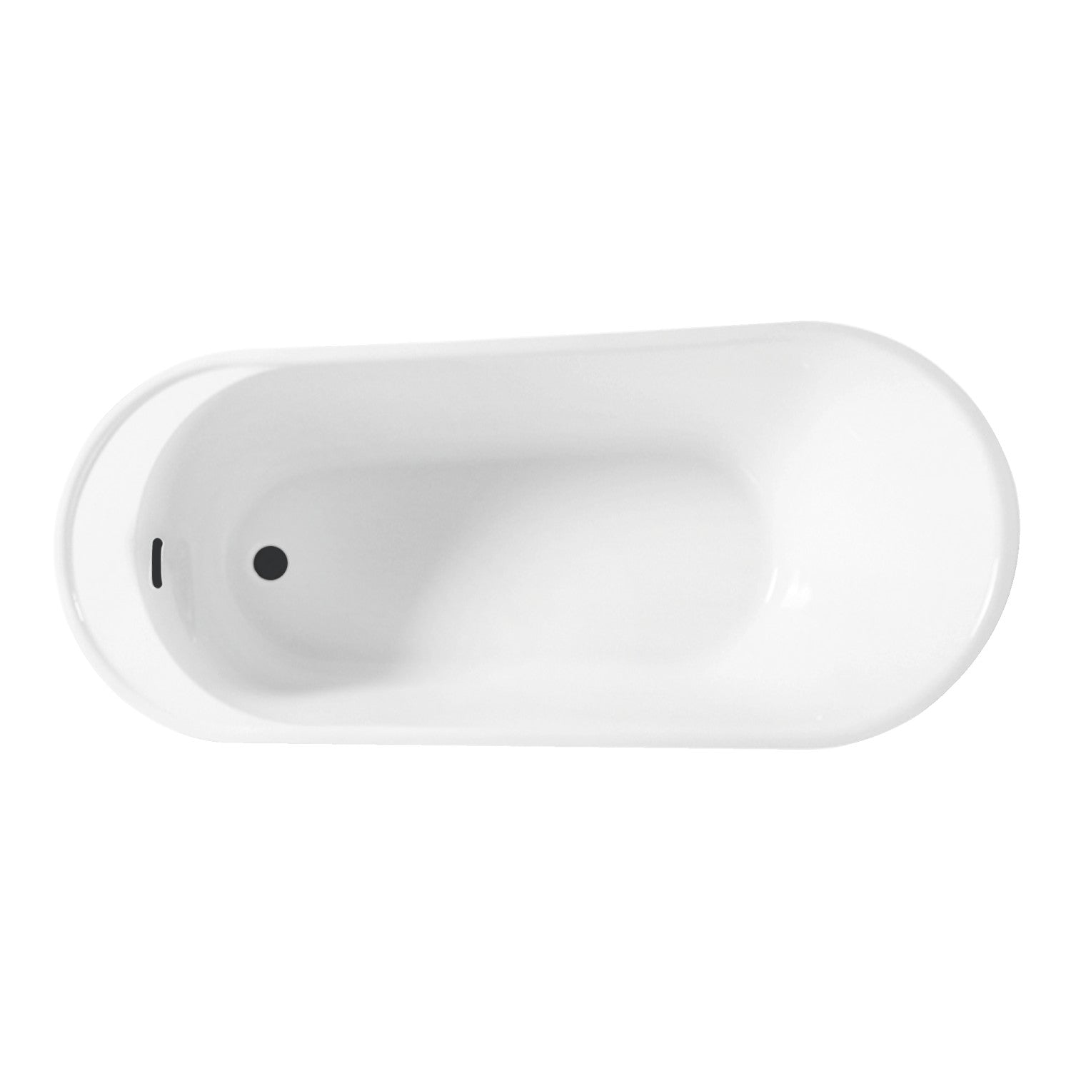 Aqua Eden 59 Inch Acrylic Oval Freestanding Bathtub - Glossy White/Matte Black Slipper Tub with Drain | Modern Bathroom Luxury for Spa-Like Relaxation at Home
