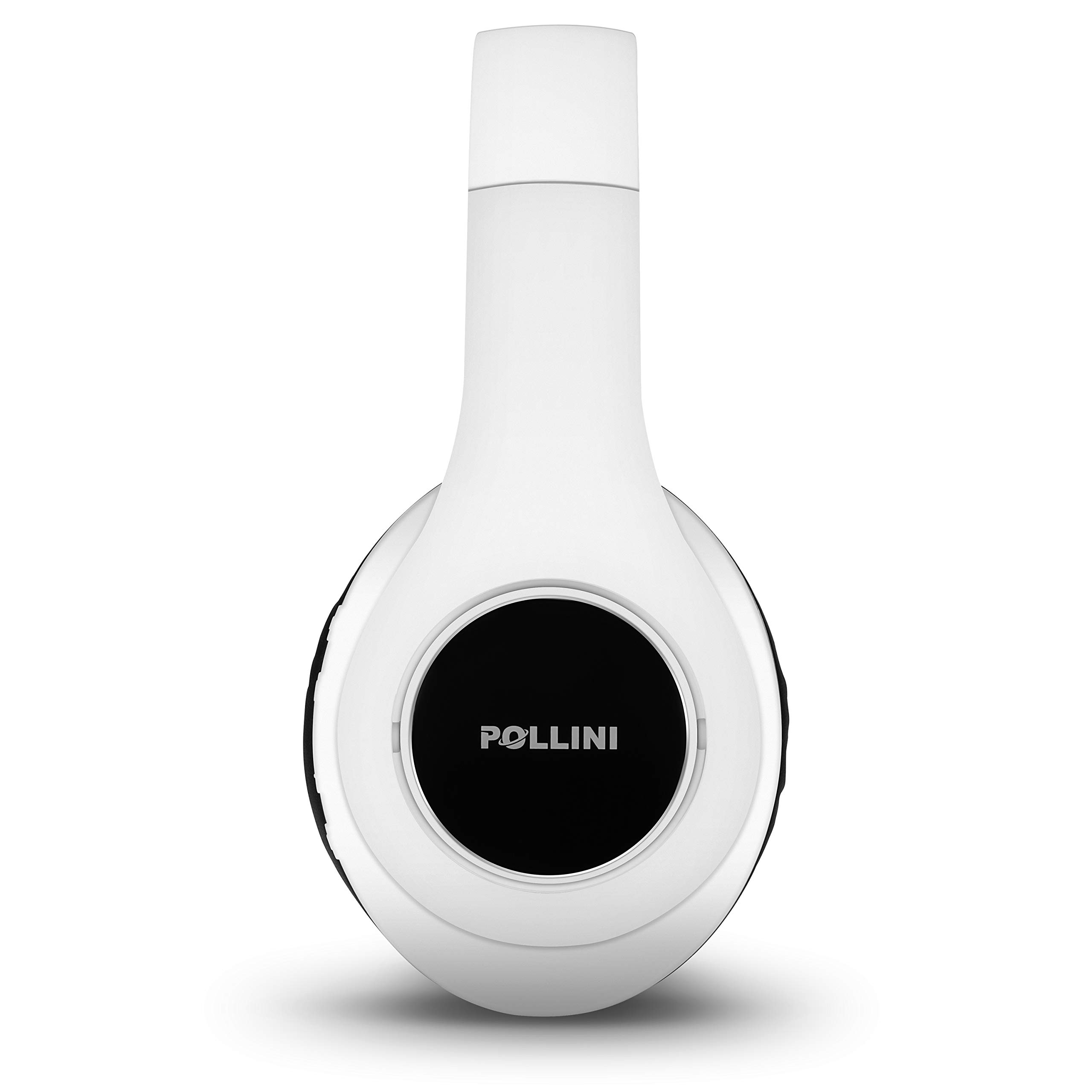 Pollini Bluetooth Headphones Wireless Over Ear - 40H Playtime, Foldable Design with Microphone & Deep Bass Stereo - Soft Memory-Protein Earmuffs for iPhone, Android, PC (White) - Perfect for Travel, Workouts & Home Office Use
