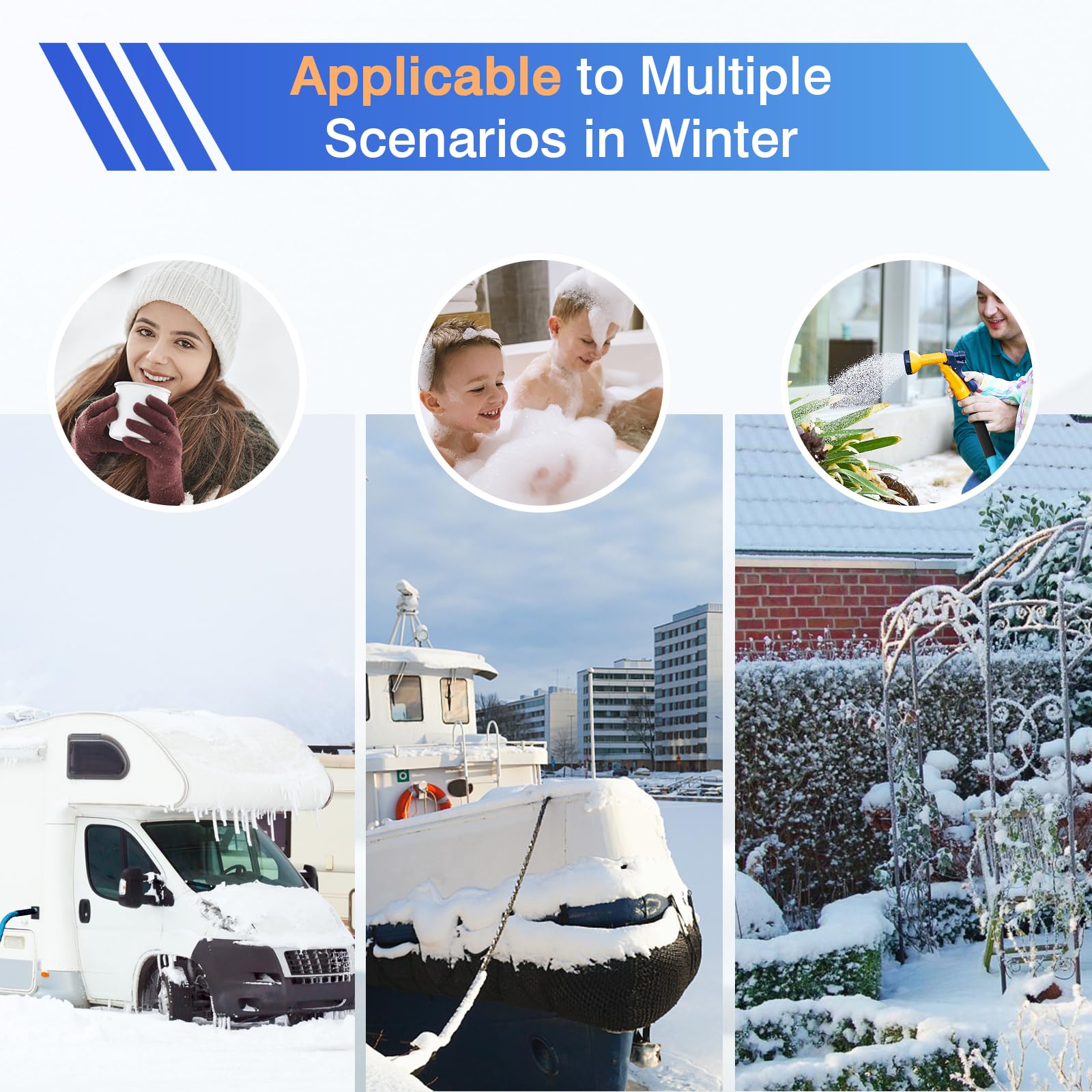 25FT Heated RV Drinking Water Hose with Freeze Protection Down to -40°F/-40°C & Energy-Saving Thermostat - Electrically Heated Water Hose for RV, Camper, Boat, Garden - Perfect for Winter Camping, Boating & Outdoor Water Supply