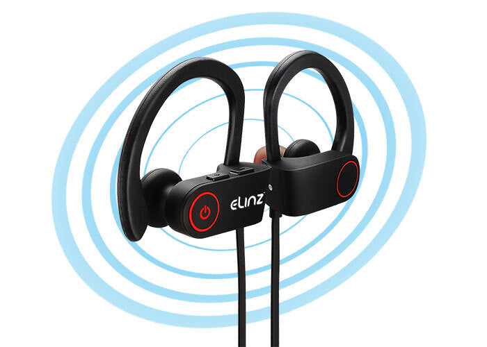 Elinz Bluetooth 4.1 Wireless Headphones with Built-in Mic - Lightweight Stereo Earphones for Sports, Running, Gym & Mobile Use - Sweatproof Wireless Earbuds for iPhone & Android