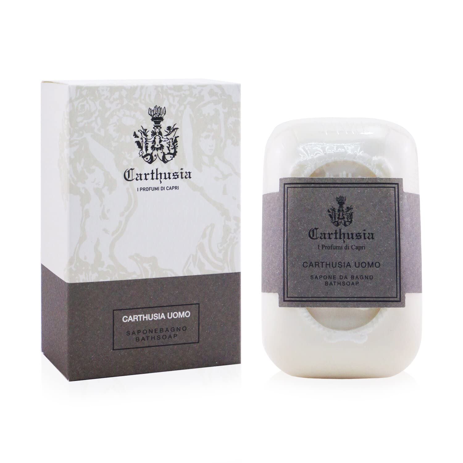 Carthusia Uomo Men's Face and Body Soap - 125g | Natural Luxury Skincare for Men | Perfect for Daily Cleansing & Shaving Prep