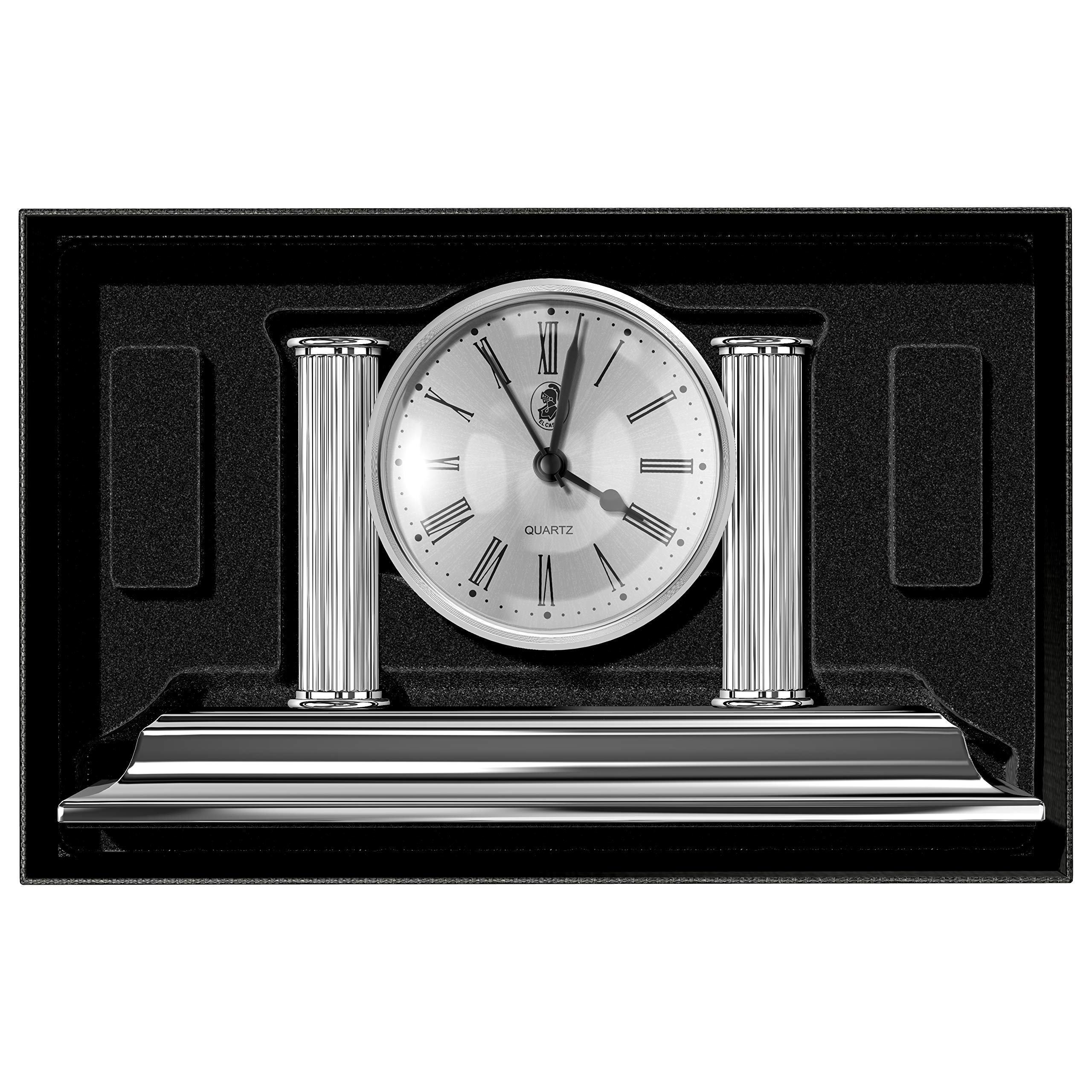 Elegant M662 Desk Clock with Pen Holder - Shiny Chrome Trim for Office, Study & Home Decor | Perfect Gift for Professionals & Students