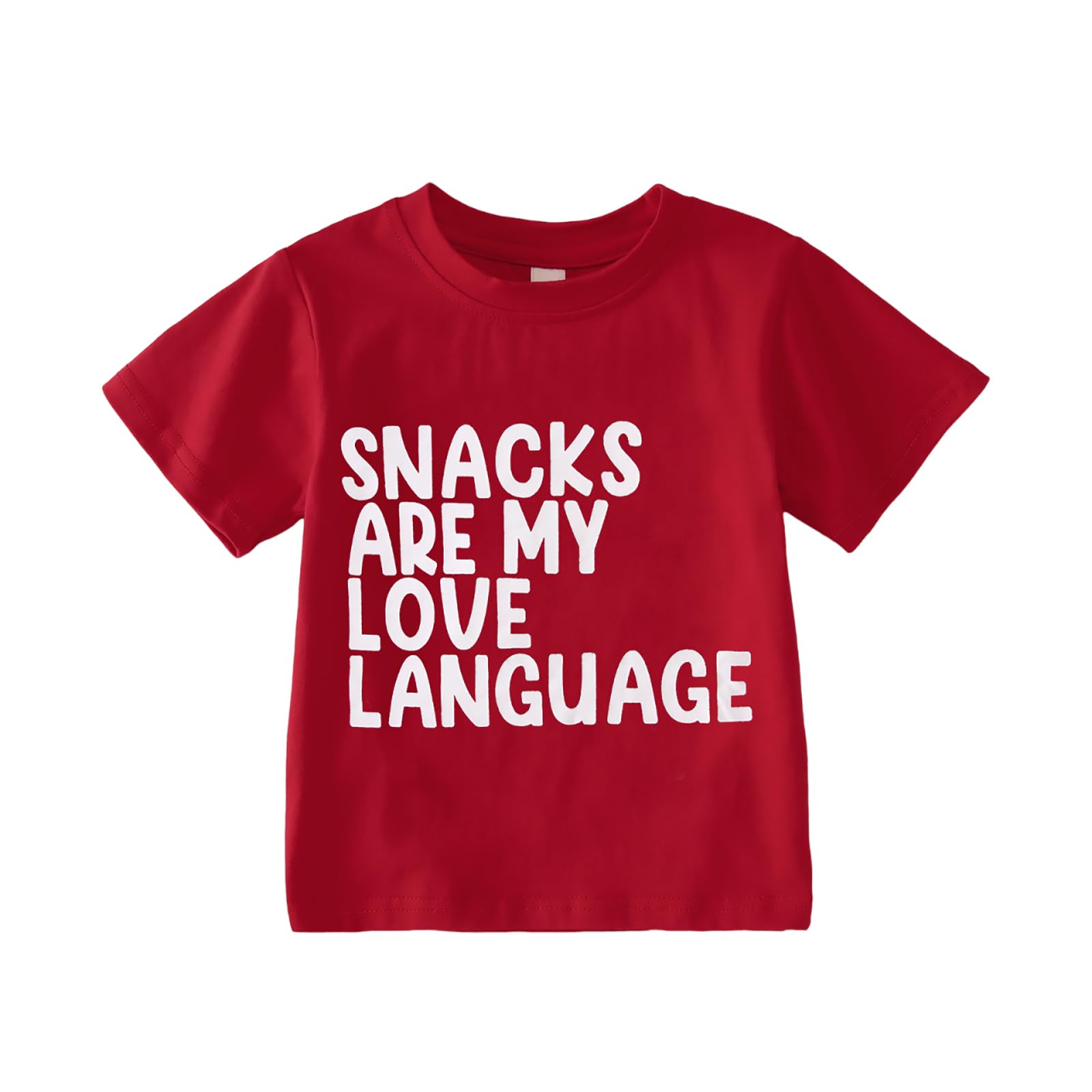 Funny Valentine's Day Kids T-Shirt - Snacks Are My Love Language Graphic Tee for Toddler Boys & Girls | Cute Holiday Outfit for School, Parties & Family Photos