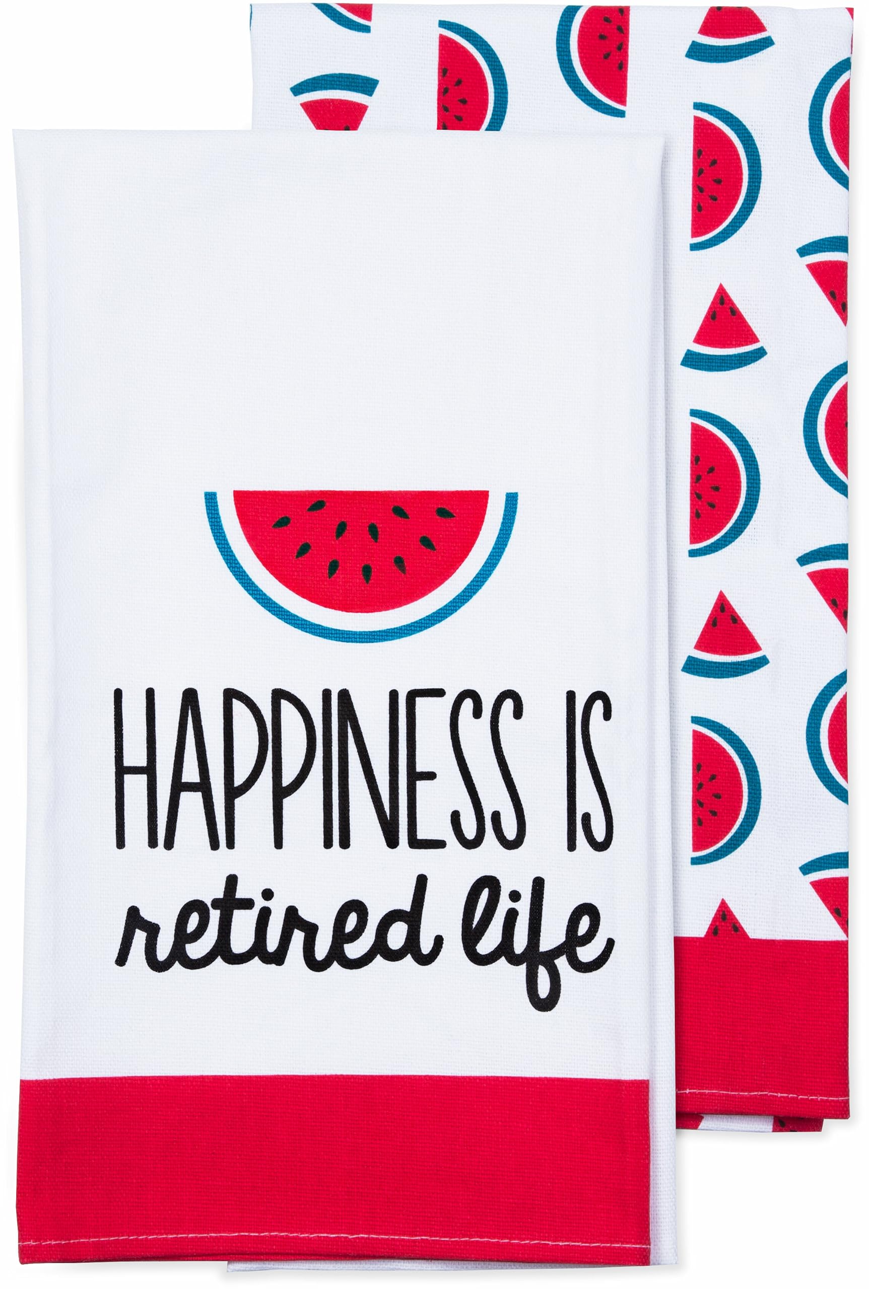 Premium Pink Watermelon Print Tea Towel Set of 2 - Soft Absorbent Kitchen Towels for Drying Dishes & Decor - Perfect for Retirement Gifts, Housewarming & Farmhouse Kitchen Decor