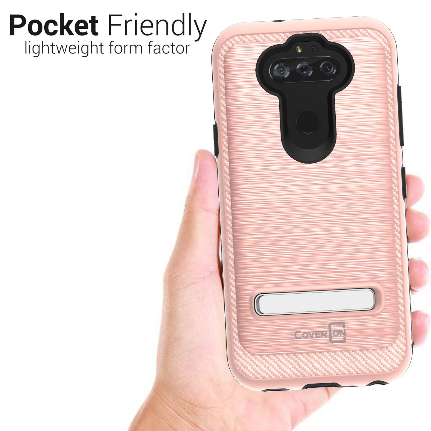 Premium Metal Kickstand Case for LG Aristo 5/5+/Phoenix 5/Fortune 3 - Magnetic Hybrid Protective Cover (Rose Gold) | Perfect for Hands-Free Viewing, Video Calls & Gaming