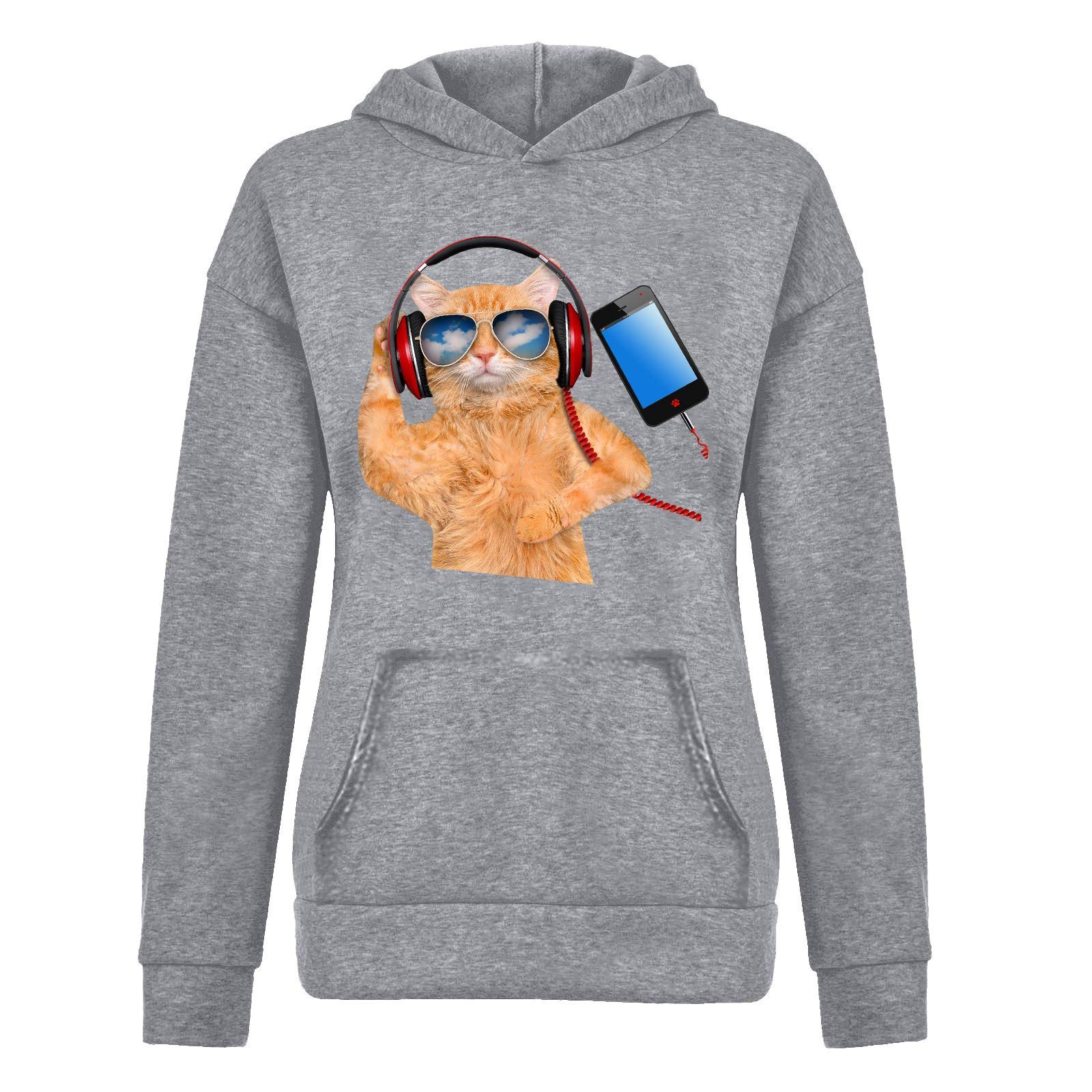 Women's Casual Cat Print Hoodie Sweatshirt - Soft Long Sleeve Pullover Blouse for Fall & Winter | Perfect for Daily Wear, Lounge, Workout & Street Fashion