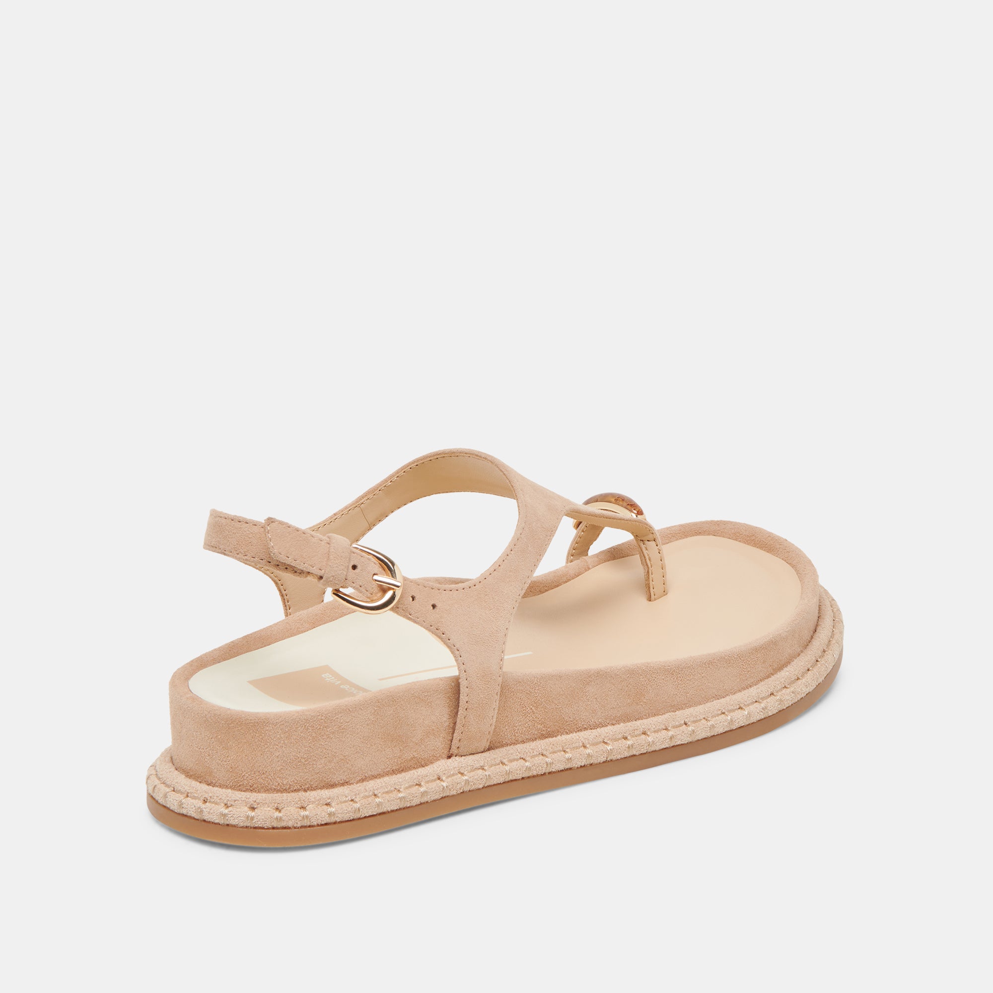 Stefan Women's Gemstone Embellished Sandals with Bamboo Suede Straps - Comfortable Summer Beach Shoes for Vacation & Casual Outings