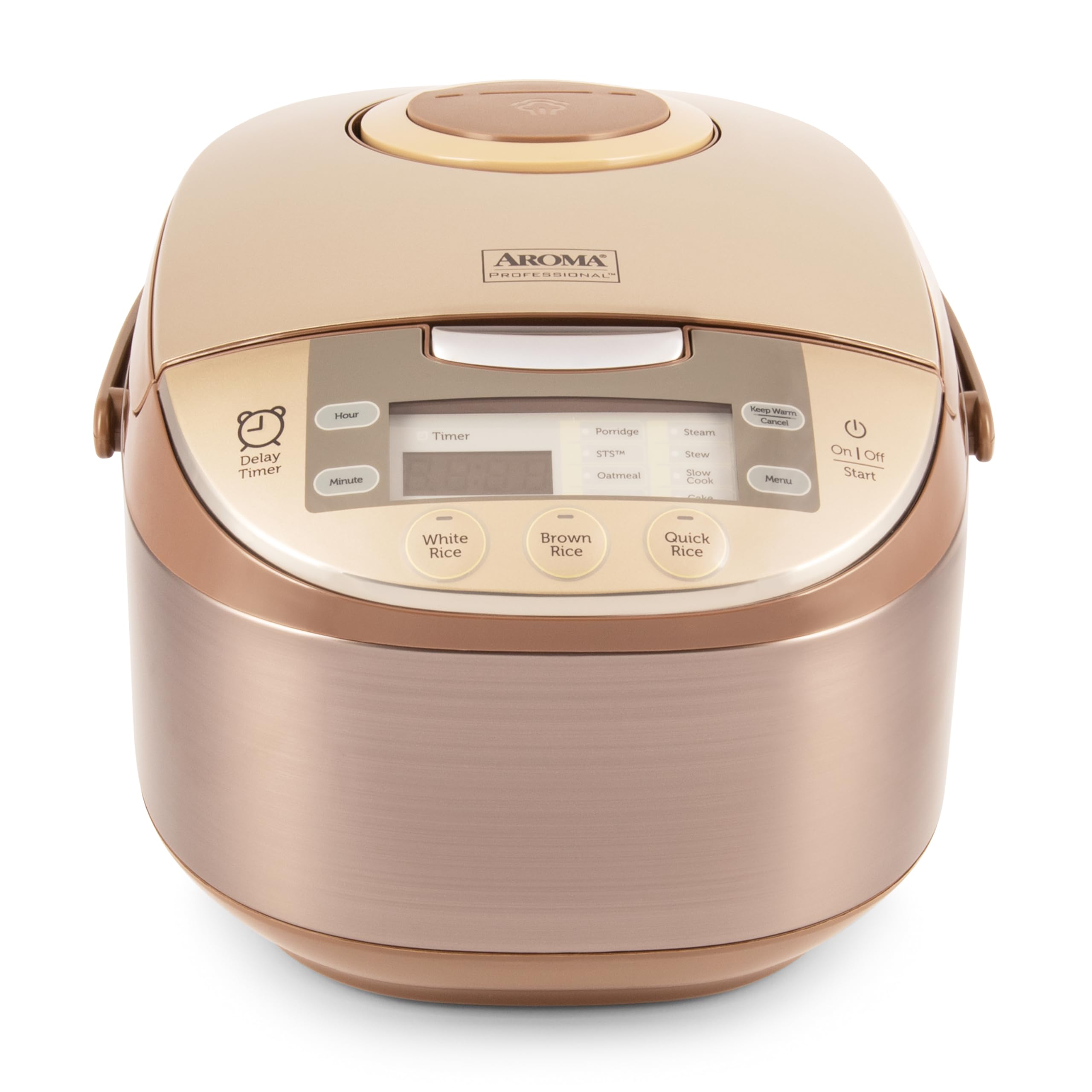 Aroma Housewares ARC-6106 6-Cup Professional Rice Cooker & Slow Cooker with Steamer - Multi-Functional Digital Pot for Rice, Soup & Meal Prep - Perfect for Dorms, Offices & Small Kitchens (Champagne)