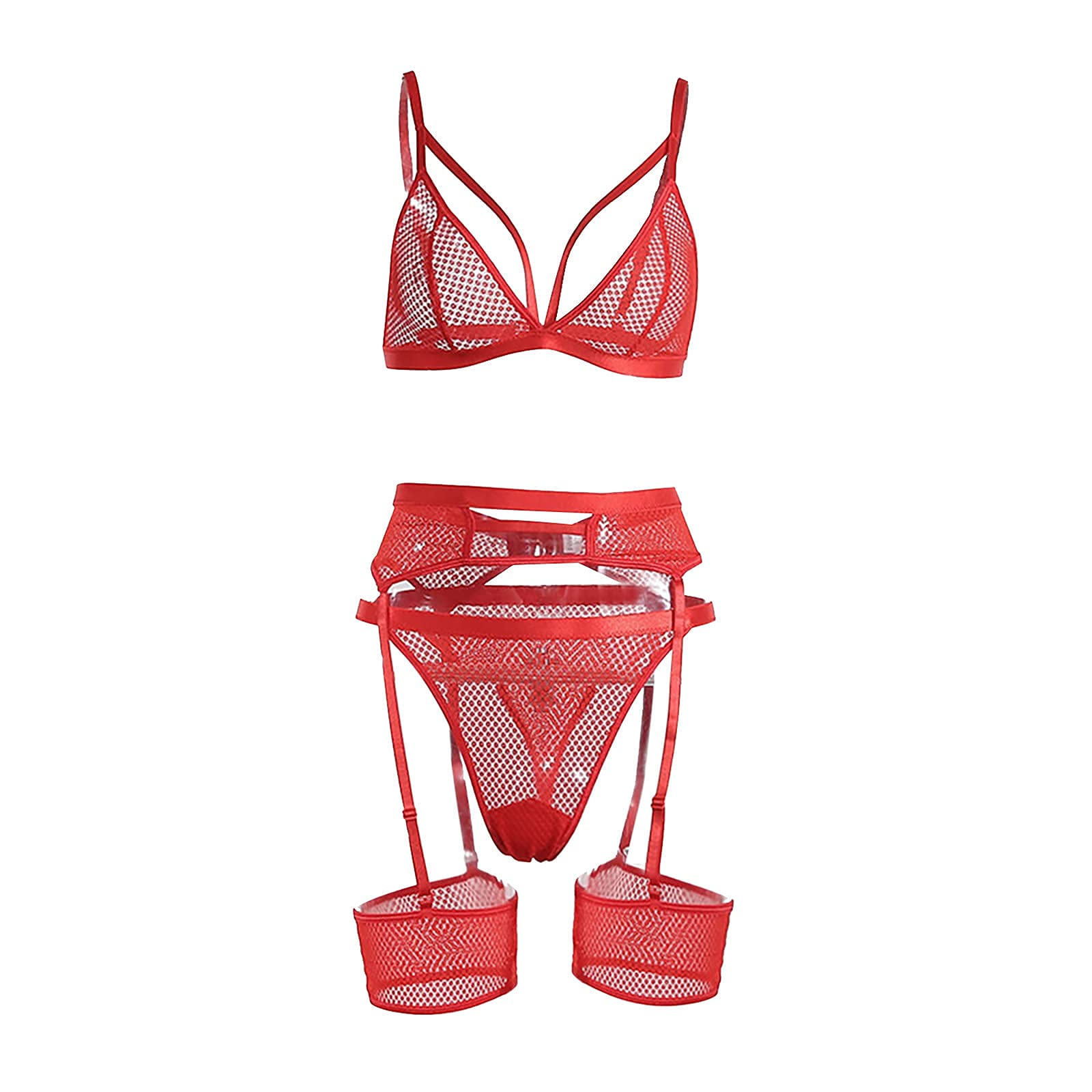 Sexy Mesh Corset Lingerie Set for Women - Push Up Hollow Bra & Panty 2PC Underwear | Valentine's Nightwear, Boudoir Photo Shoot, Romantic Date Outfit