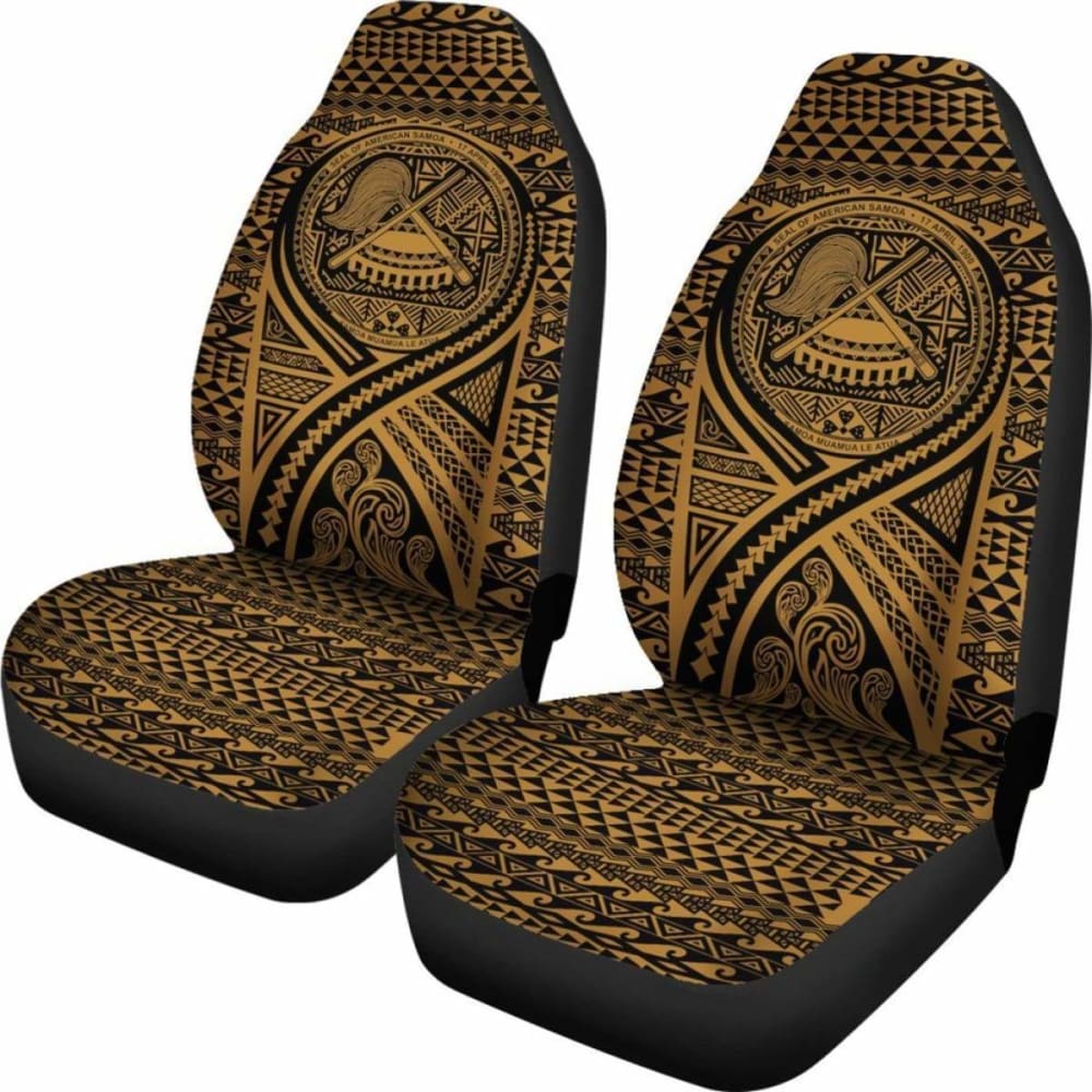 American Samoa Car Seat Cover - Polynesian Tattoo Design with Gold Seal | Waterproof & Non-Slip Protection for Cars, Trucks & SUVs | Perfect for Travel, Commuting & Family Road Trips