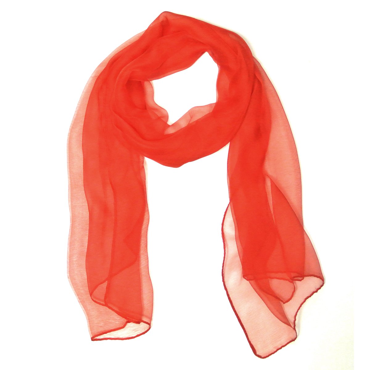 Wrapables Solid Color Silk Long Scarf - Elegant Red Fashion Scarf for Women | Perfect for Office, Evening Events & Travel Accessories