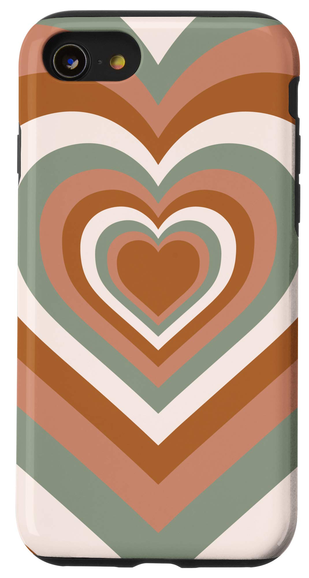 iPhone SE (2020)/7/8 Love Heart Sage Green Coffee Brown Pattern Valentine's Day Phone Case - Perfect for Romantic Gifts & Everyday Protection