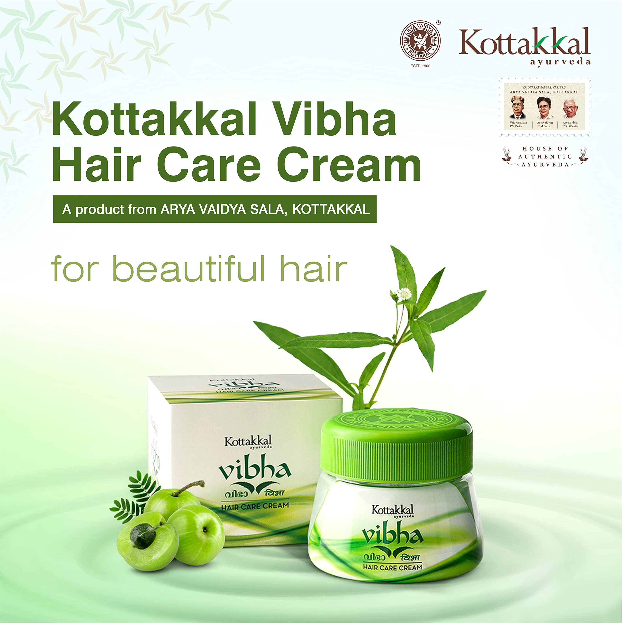 Kottakkal Ayurveda Vibha Hair Care Cream 100g | 100% Natural Hair Growth Treatment for Shiny & Healthy Hair | Ayurvedic Herbal Remedy for Dry Scalp & Hair Fall | Perfect for Daily Hair Care Routine & Natural Beauty Regimen