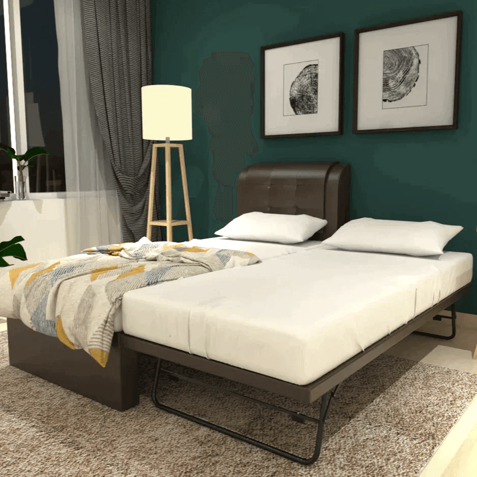 Medina Faux Leather 3-in-1 Pull Out Bed Frame - Convertible Sofa Sleeper for Small Spaces, Guest Rooms & Apartments