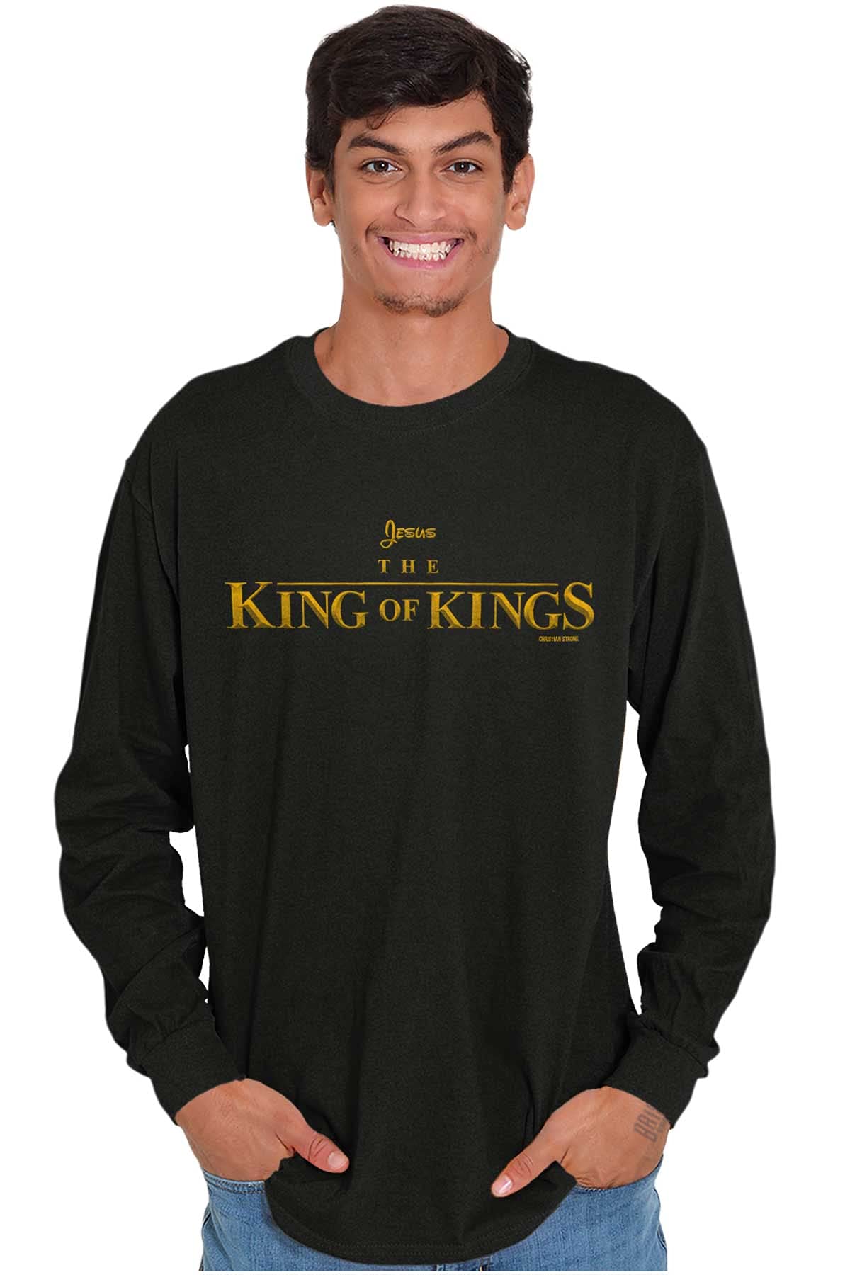 Jesus The King of Kings Christian Long Sleeve T-Shirt for Men & Women - Religious Apparel for Church, Bible Study & Faith-Based Events