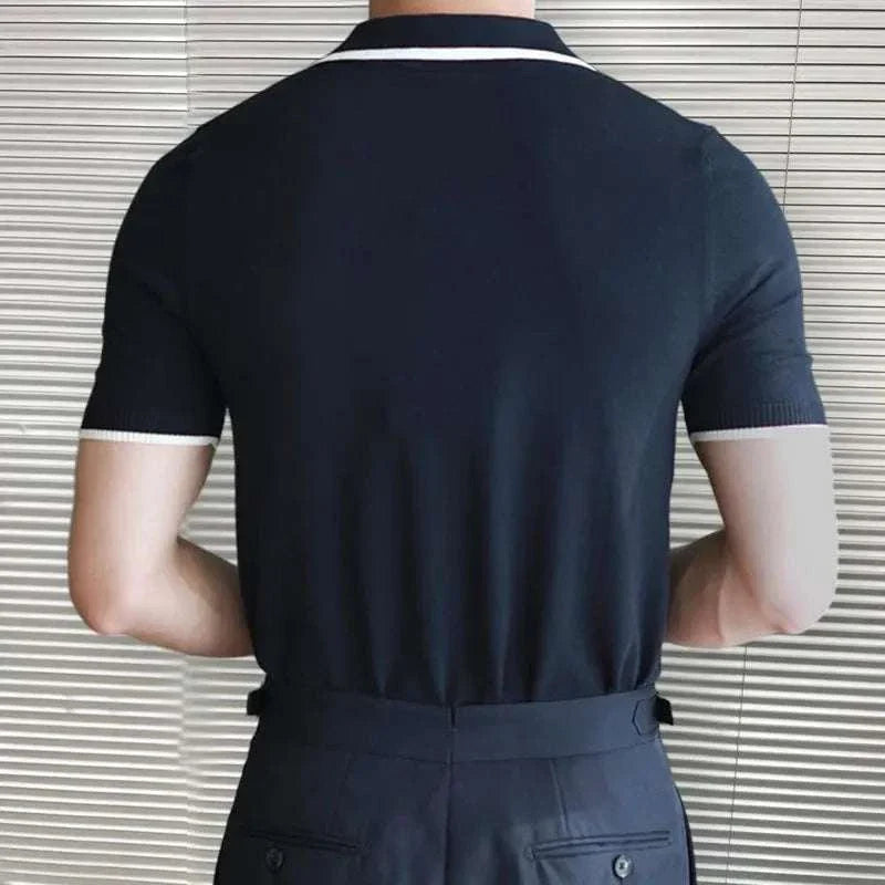 Men's Knitted Polo Collar T-Shirt - Soft Cotton Casual Shirt for Everyday Wear | Perfect for Work, Office, and Weekend Outfits