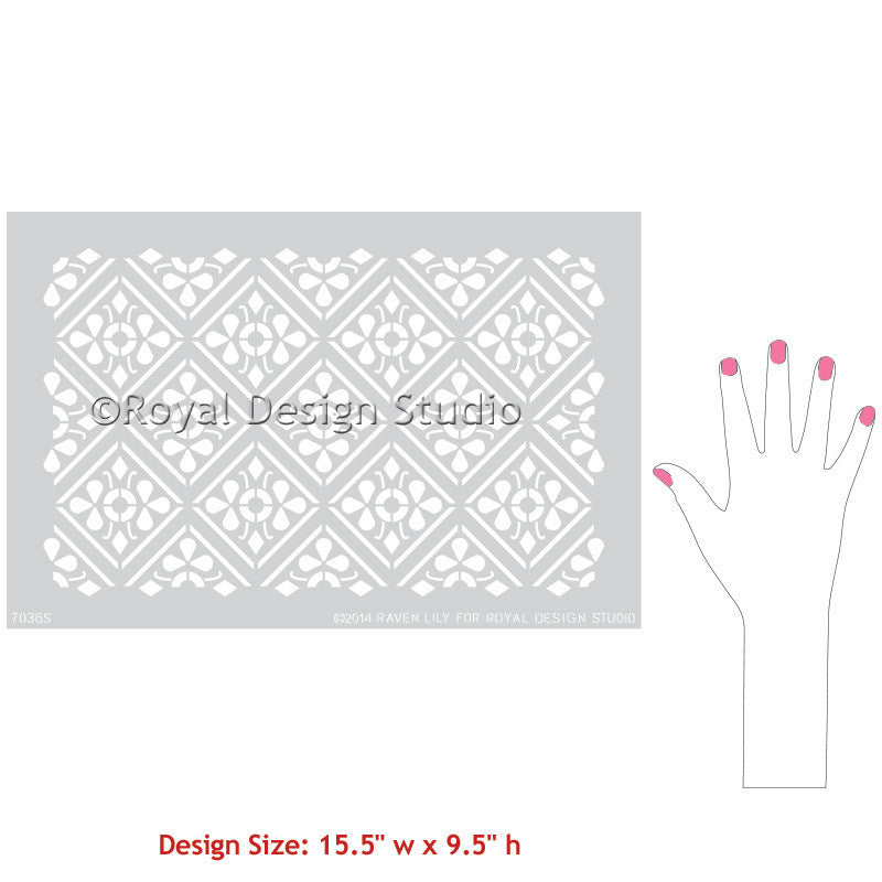 Anisa Embroidery Raven & Lily Damask Reusable Furniture Stencil - DIY Home Decor, Wood Painting, Wall Art Projects